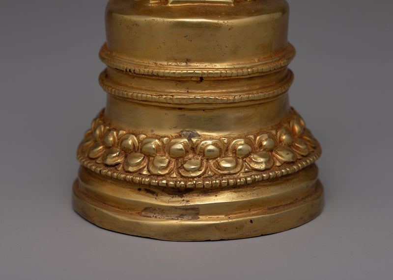 Copper Stupa Plated in Gold | Exquisite Buddhist Monument for Spiritual Enhancement