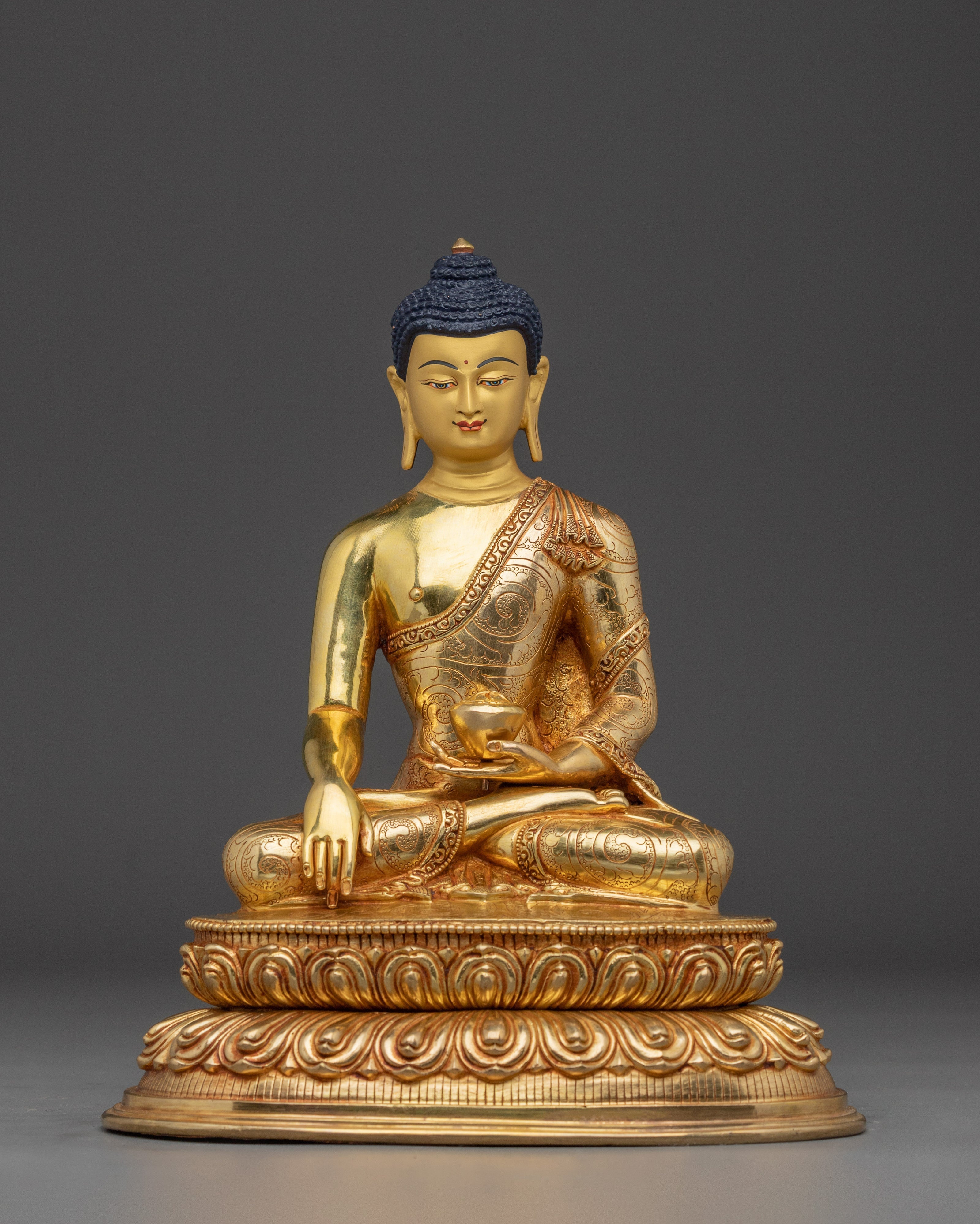 24K Gold Gilded Copper Shakyamuni Buddha | Perfect for Meditation and Altar Decor
