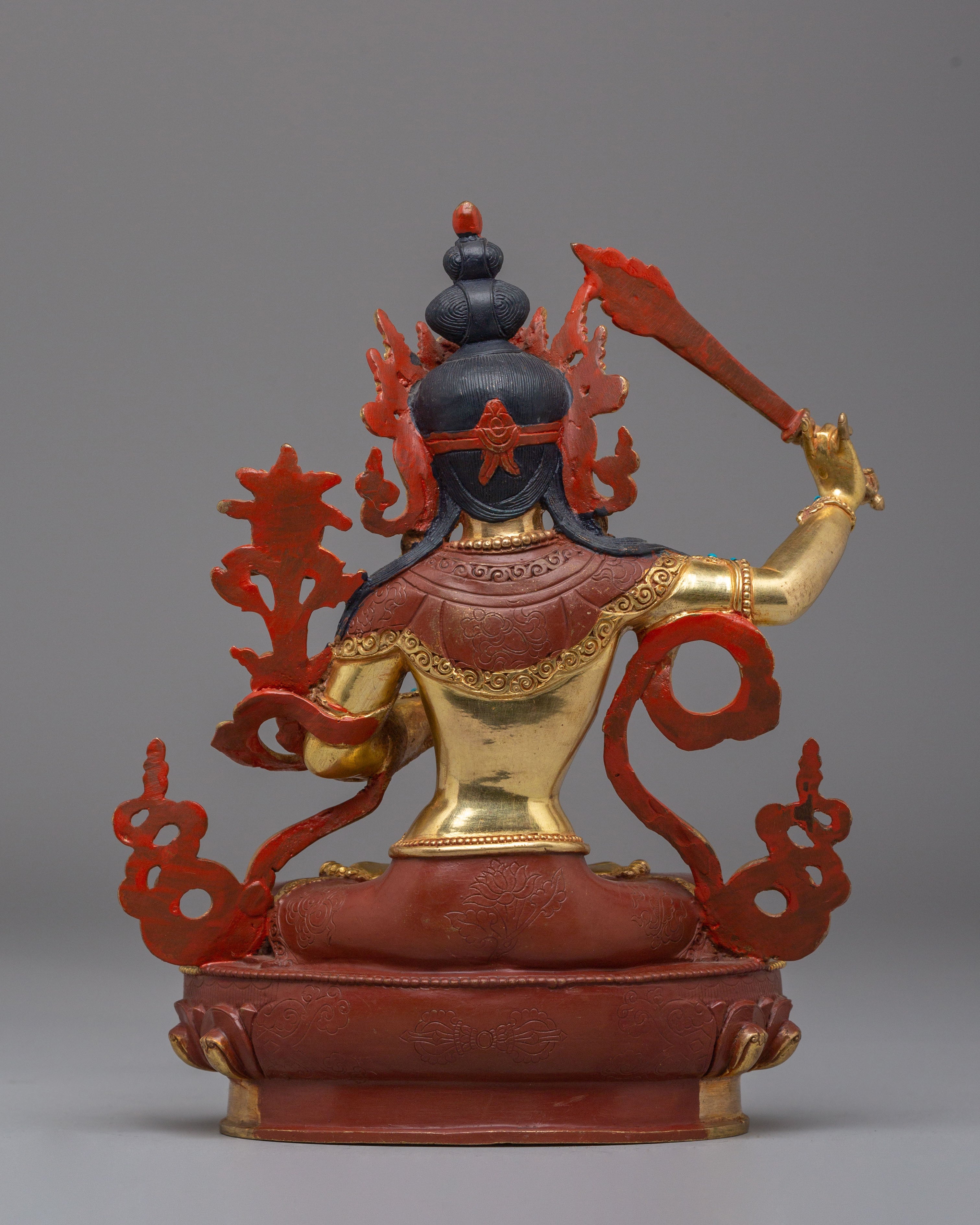 Handcrafted Tibetan Manjushri Bodhisattva Figurine for Decor