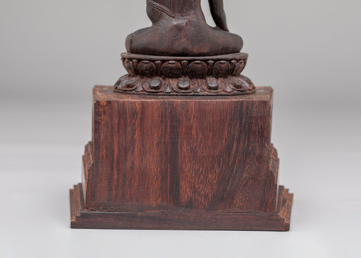 Sacred Shakyamuni Sculpture | Hand-Carved Wooden Artwork