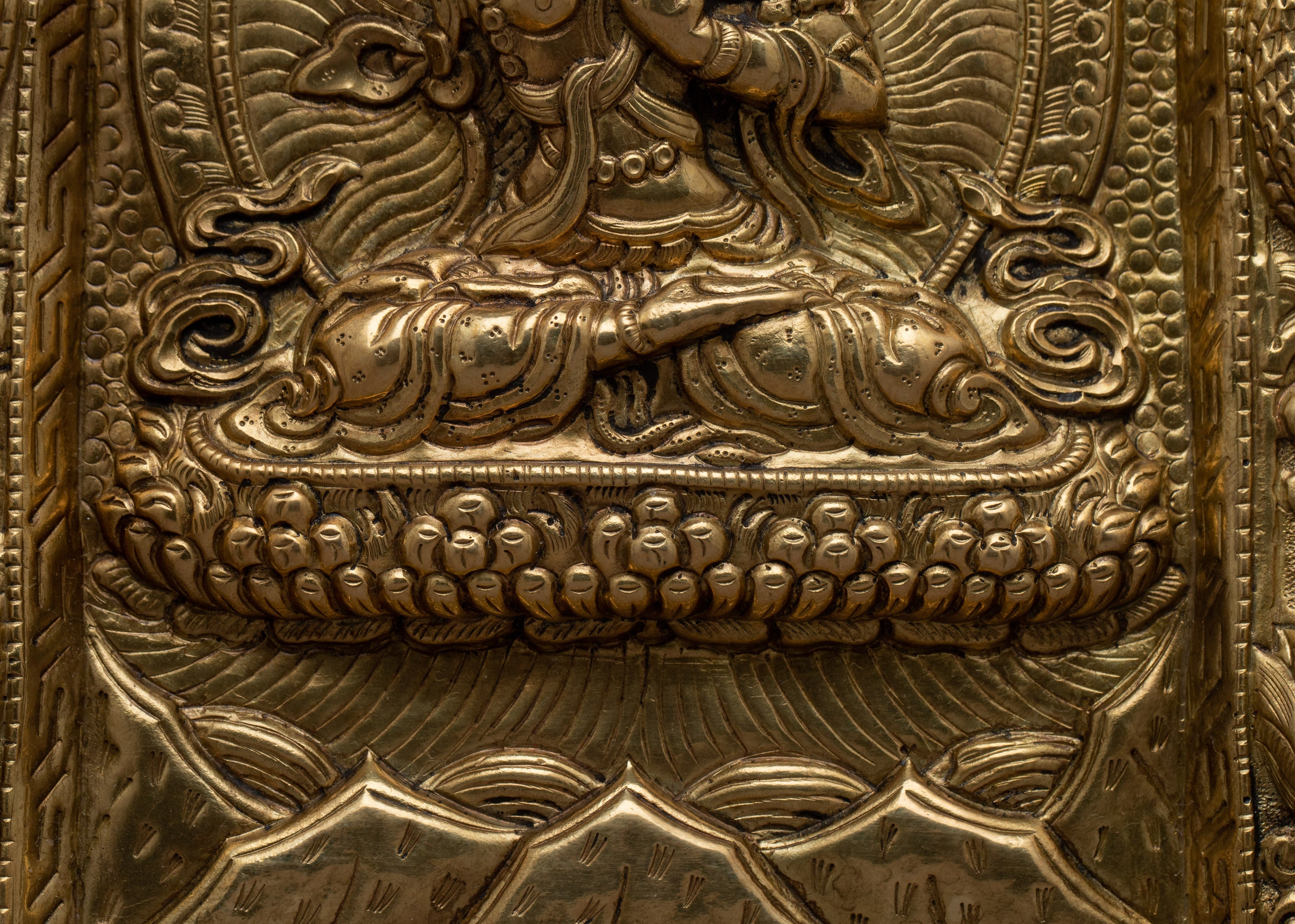 Manjushri Wall Hanging Metal Thanka | High-Quality Wall Art for Your Home