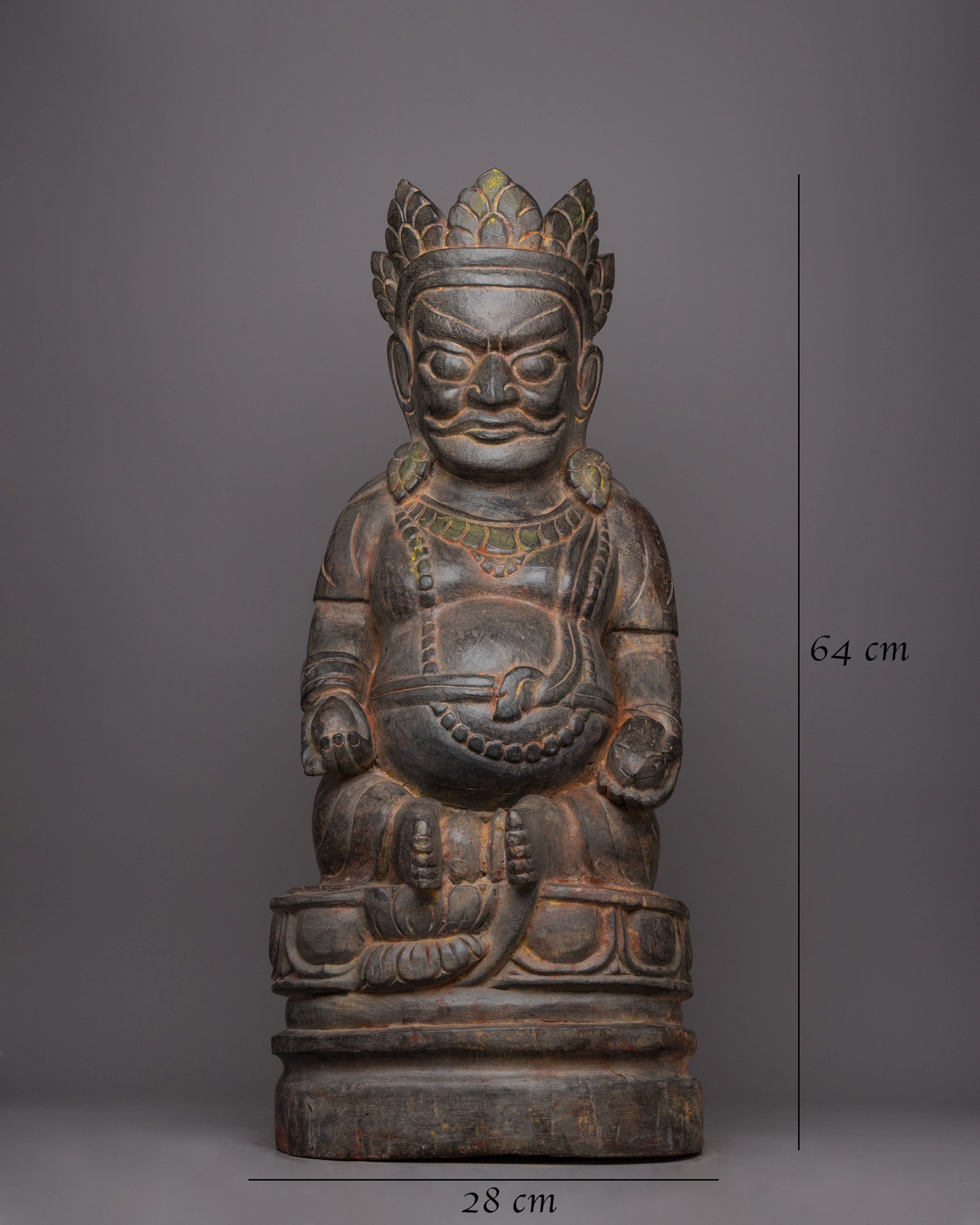 Wooden Dzambhala Statue | Symbol of Wealth and Prosperity