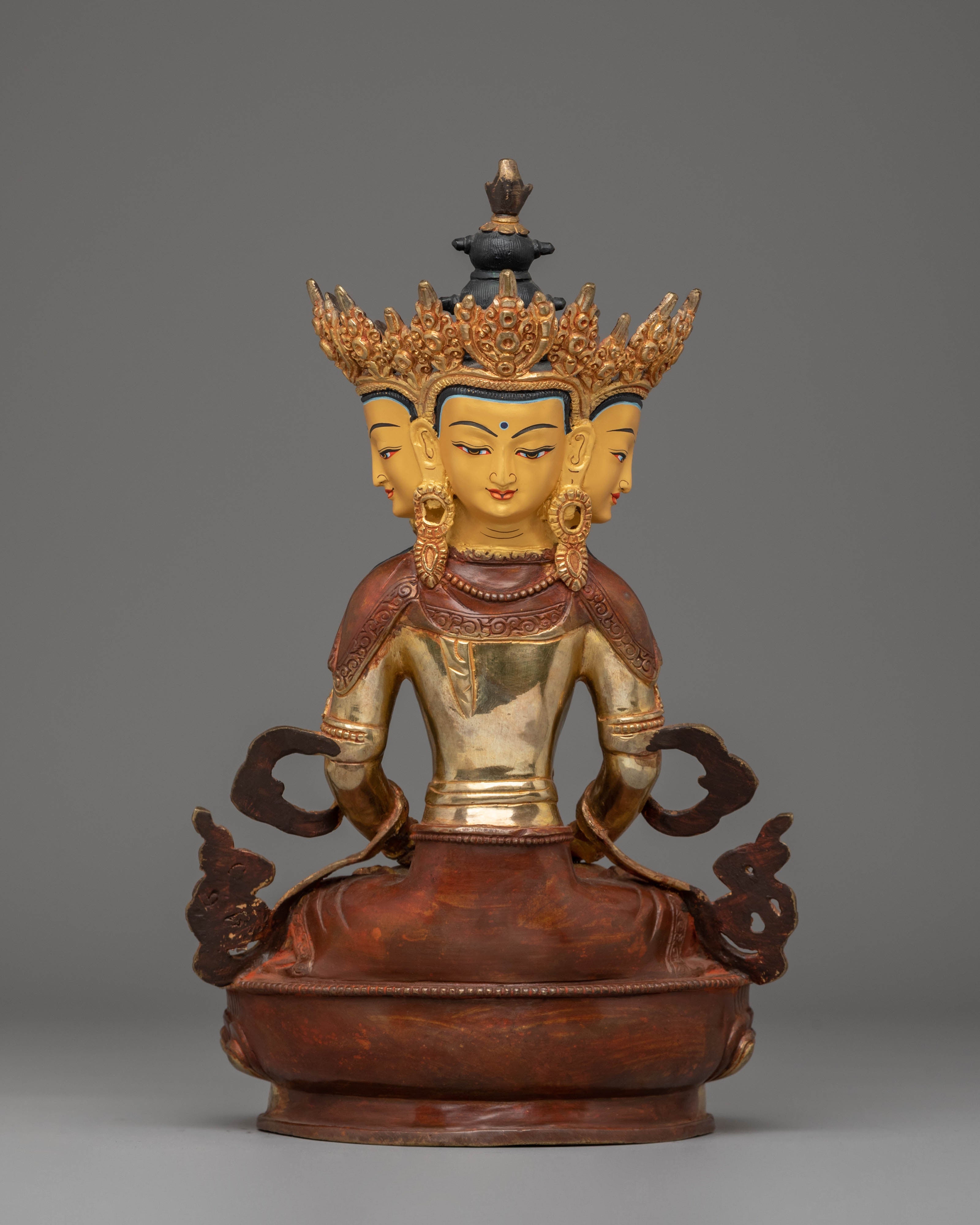 Handmade Copper Vairocana Statue | Symbol of Wisdom & Purity for Sacred Spaces