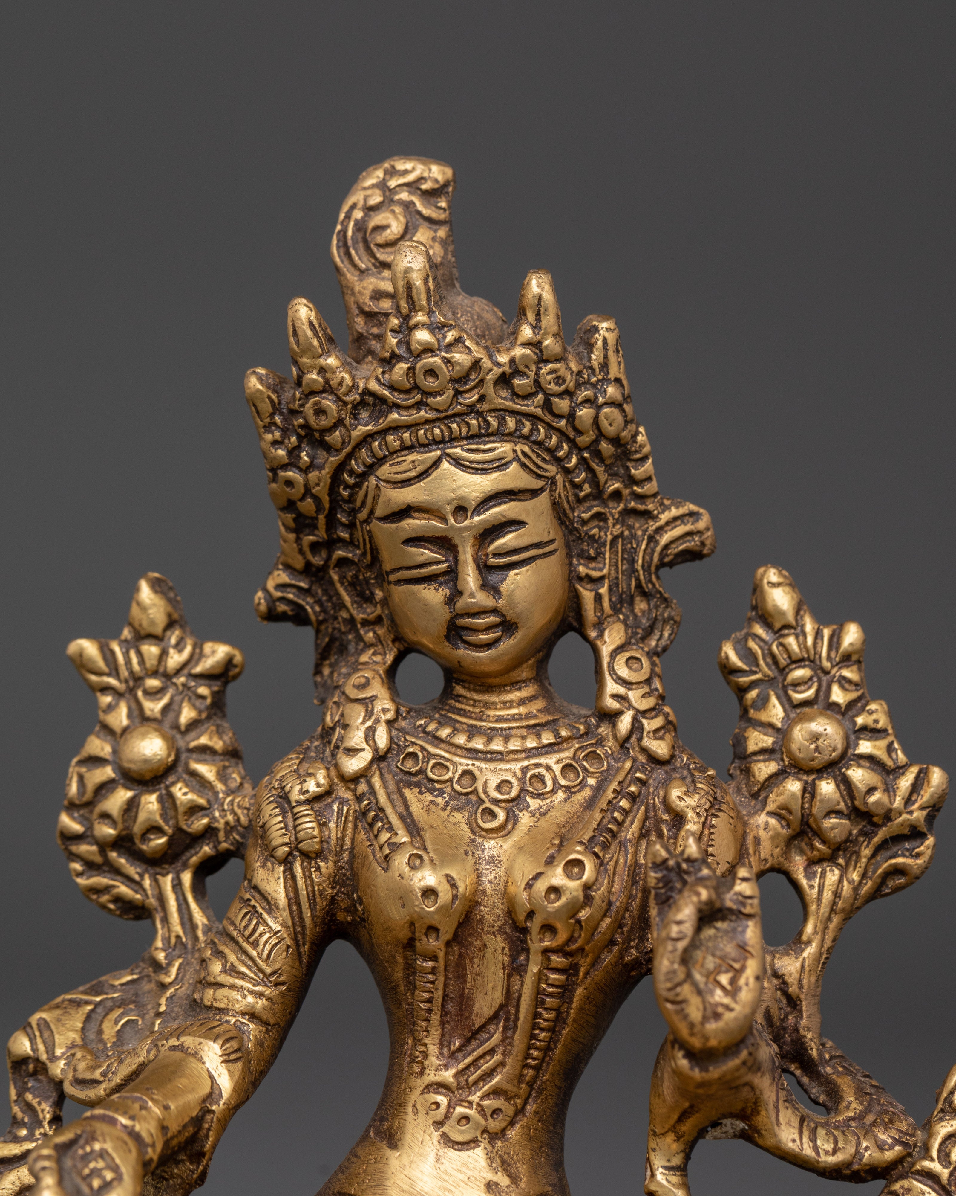 Handmade Spiritual Green Tara Statue | Brass Shyama Tara Figurine for Meditation
