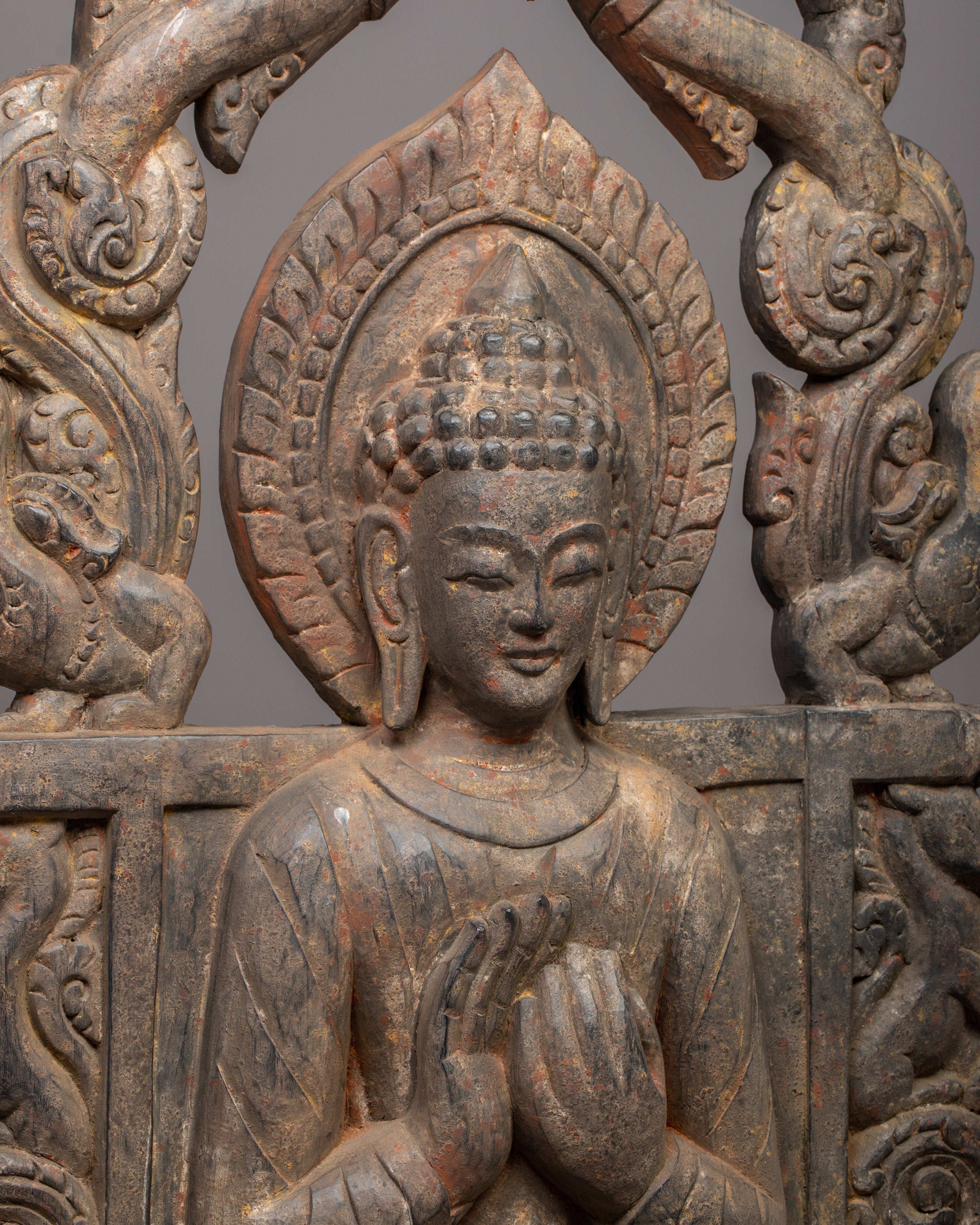 Wooden Buddha Statue of Maitreya | Hand-sculpted Serene Figure for Home Sanctuaries