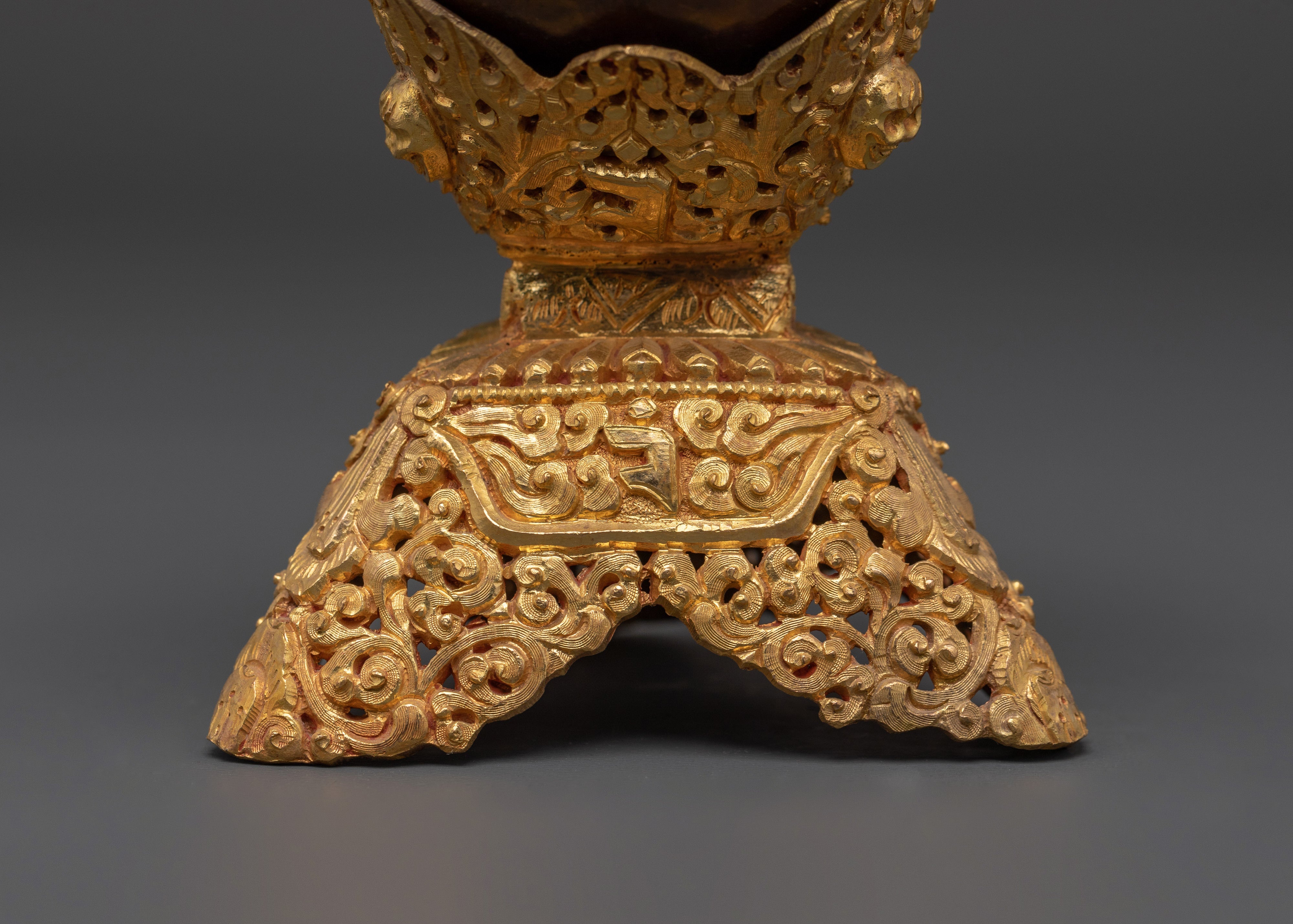 Handcrafted Ritual Kapala Set | Gold Plated Copper with Vajra Lid
