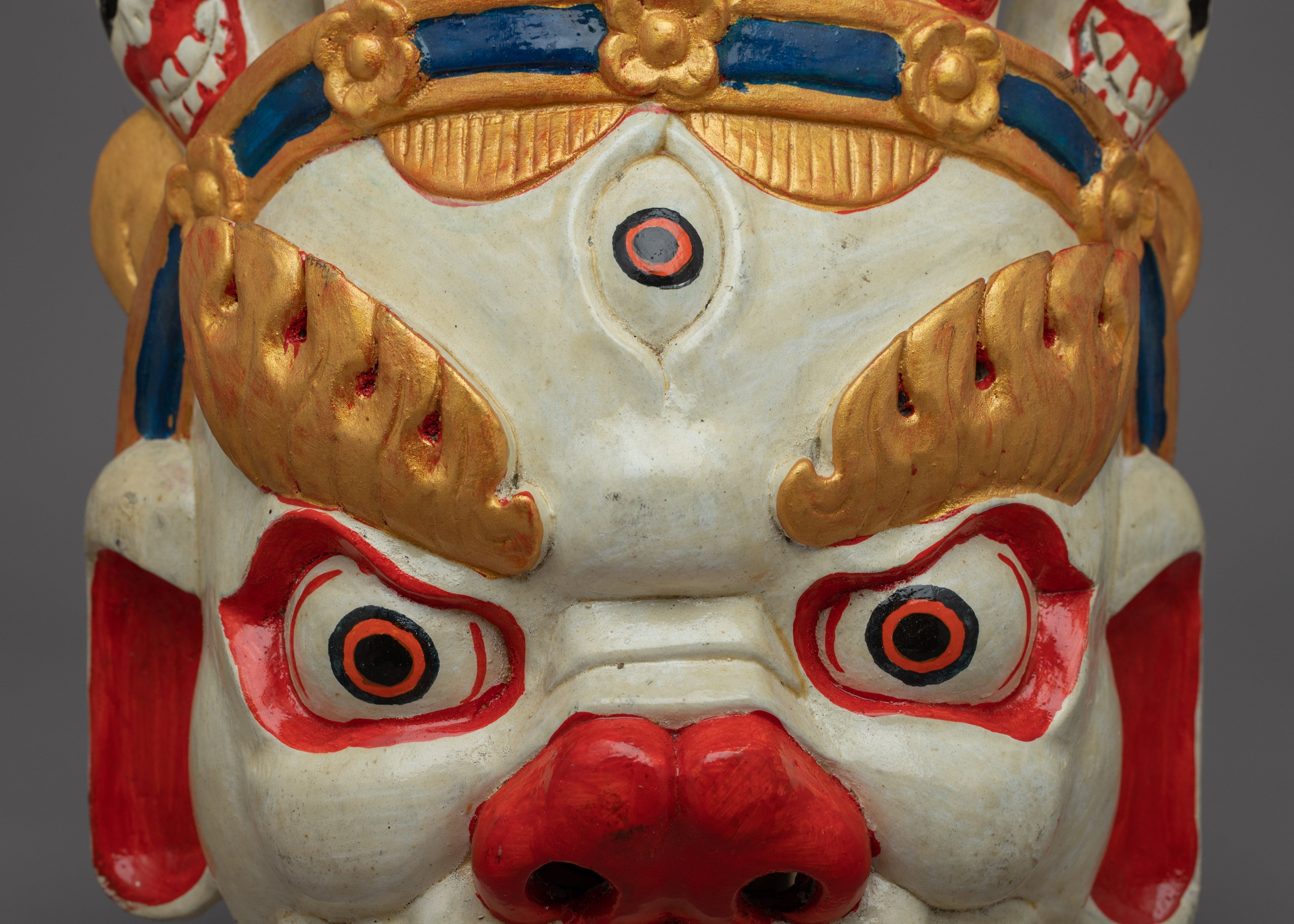 Fierce Mask for Wall Hanging | Buddhist Tapestry Depicting Strong Cultural Identity and Symbolism