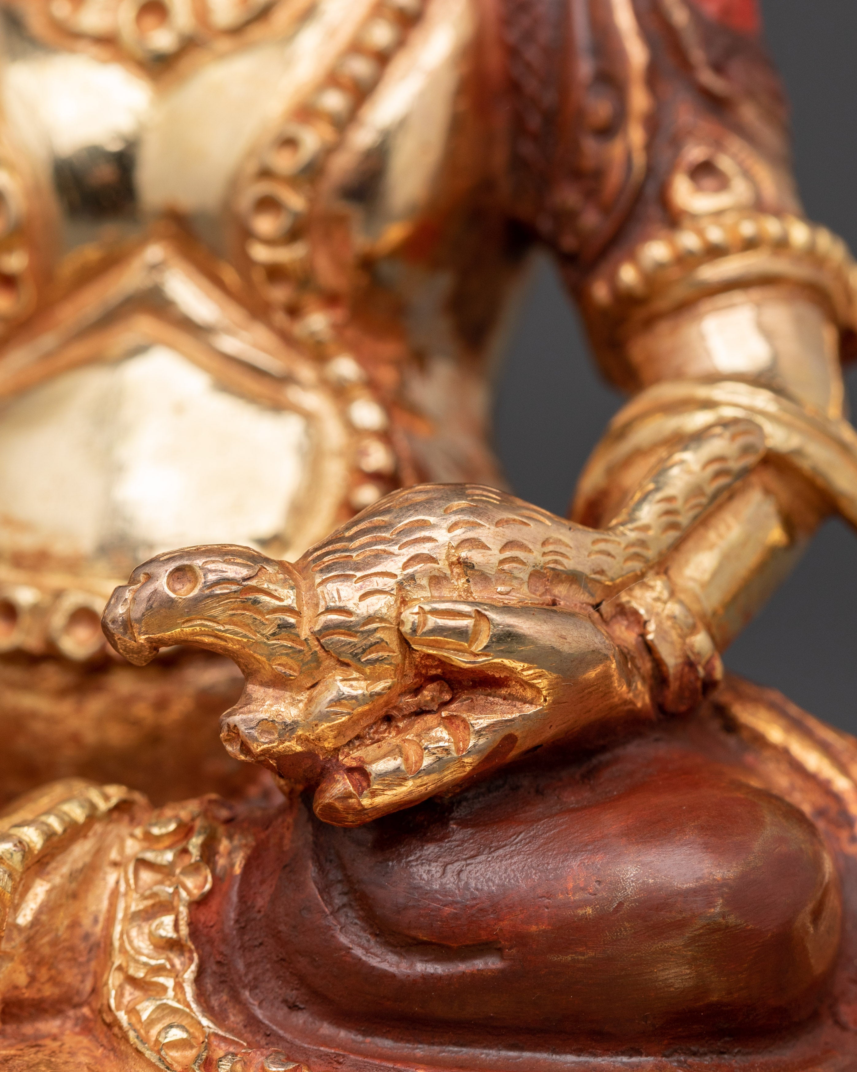 Handcrafted Dzambhala Wealth Deity Statue | Tibetan Gold Plated Copper Figurine