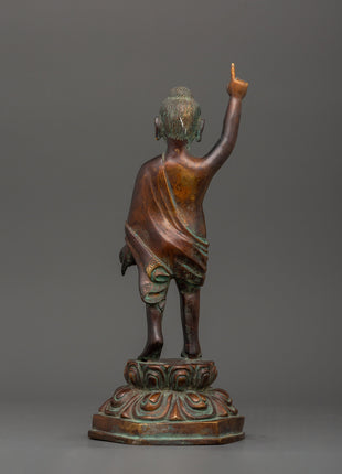Oxidized Copper Standing Siddhartha Gautam | Symbol of Enlightenment