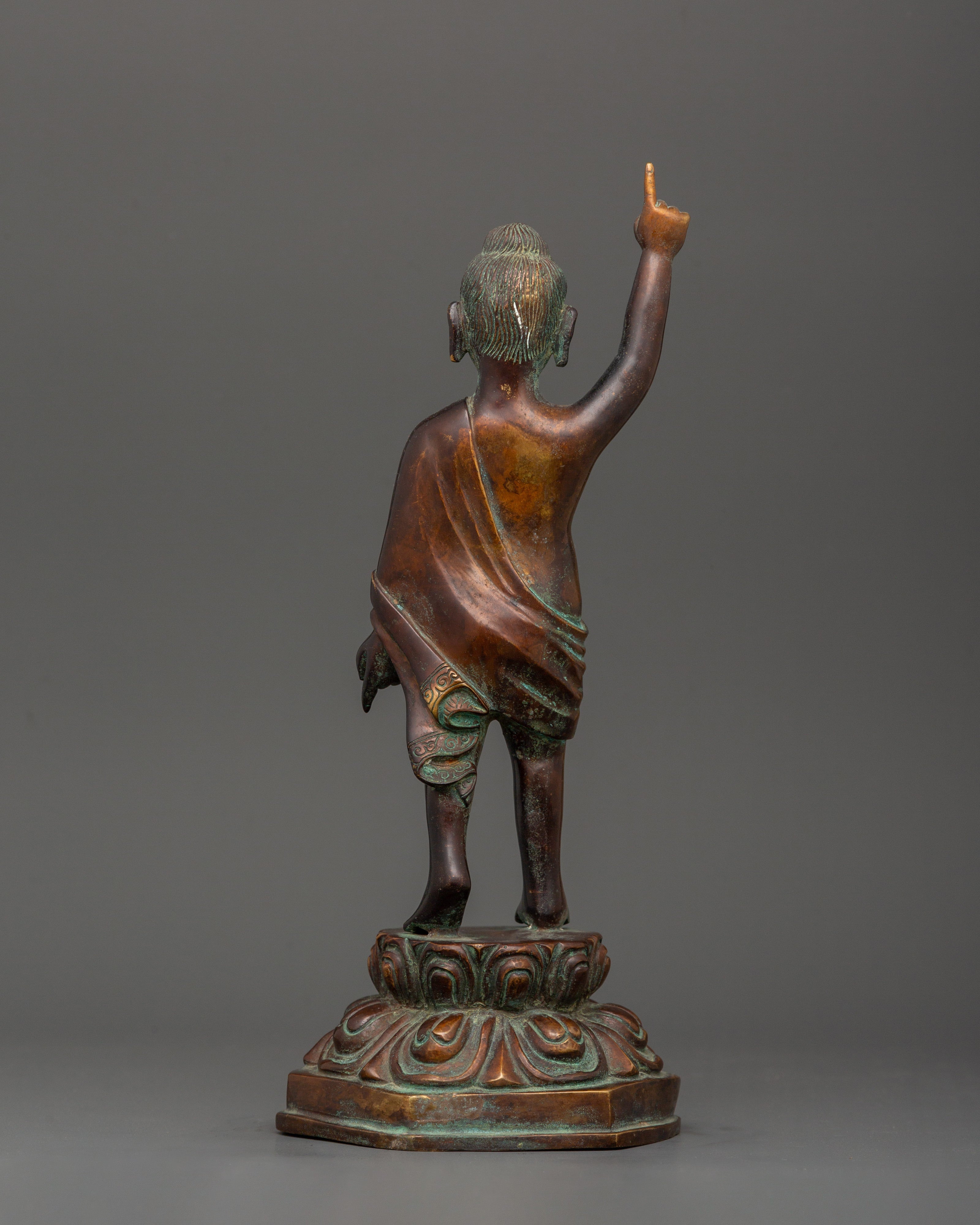 Oxidized Copper Standing Siddhartha Gautam | Symbol of Enlightenment