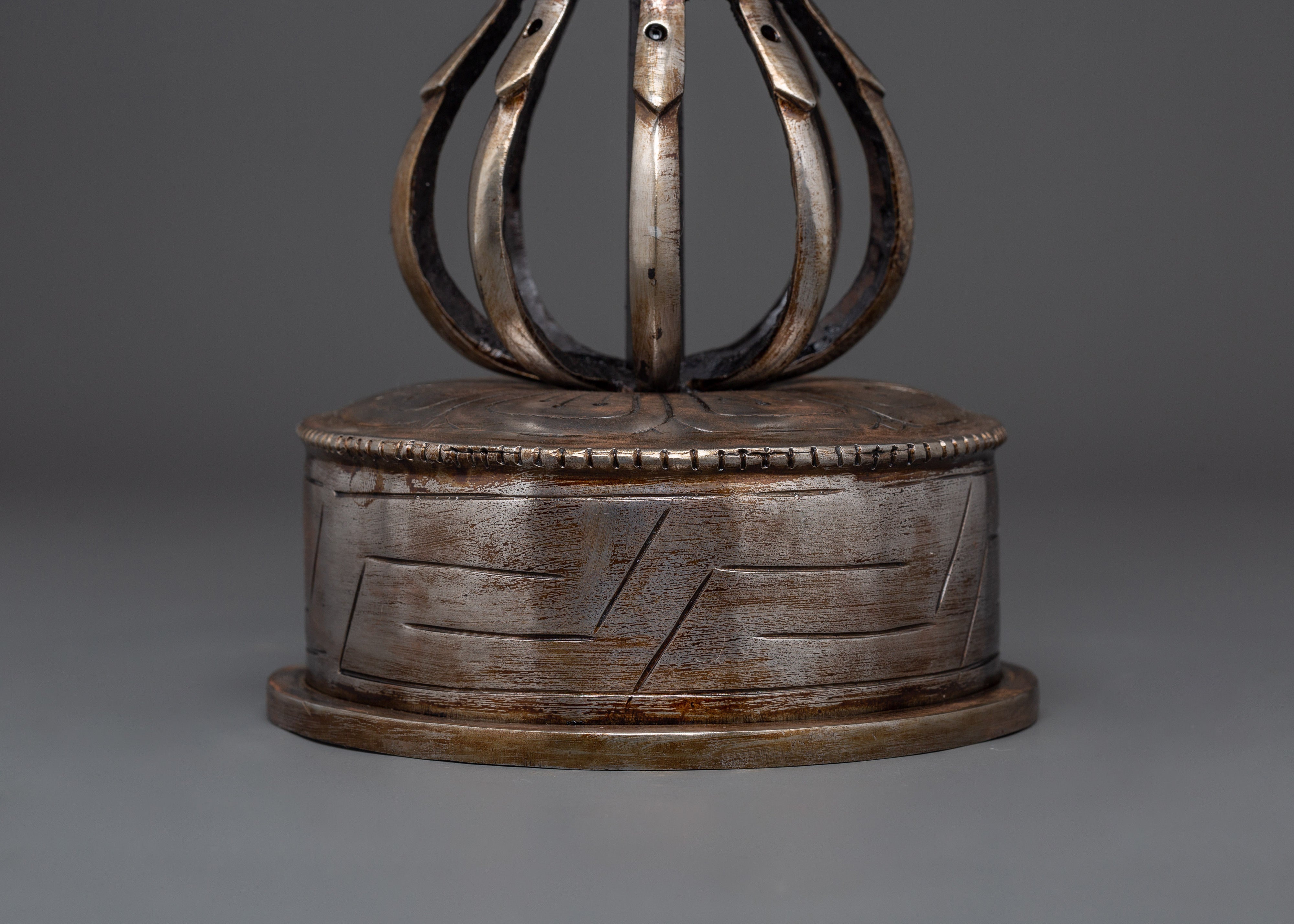 Handcrafted Iron Vajra with Stand | Buddhist Dorje for Ritual and Altar Use
