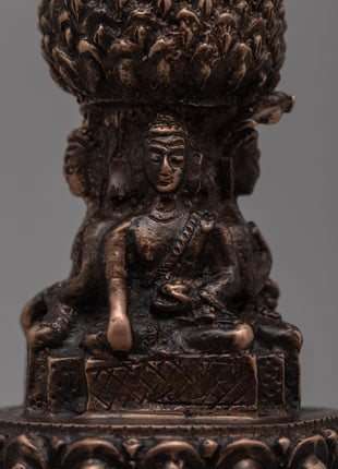 Traditional Sacred Buddhist Brass Stupa | Symbol of Enlightenment and Spiritual Growth