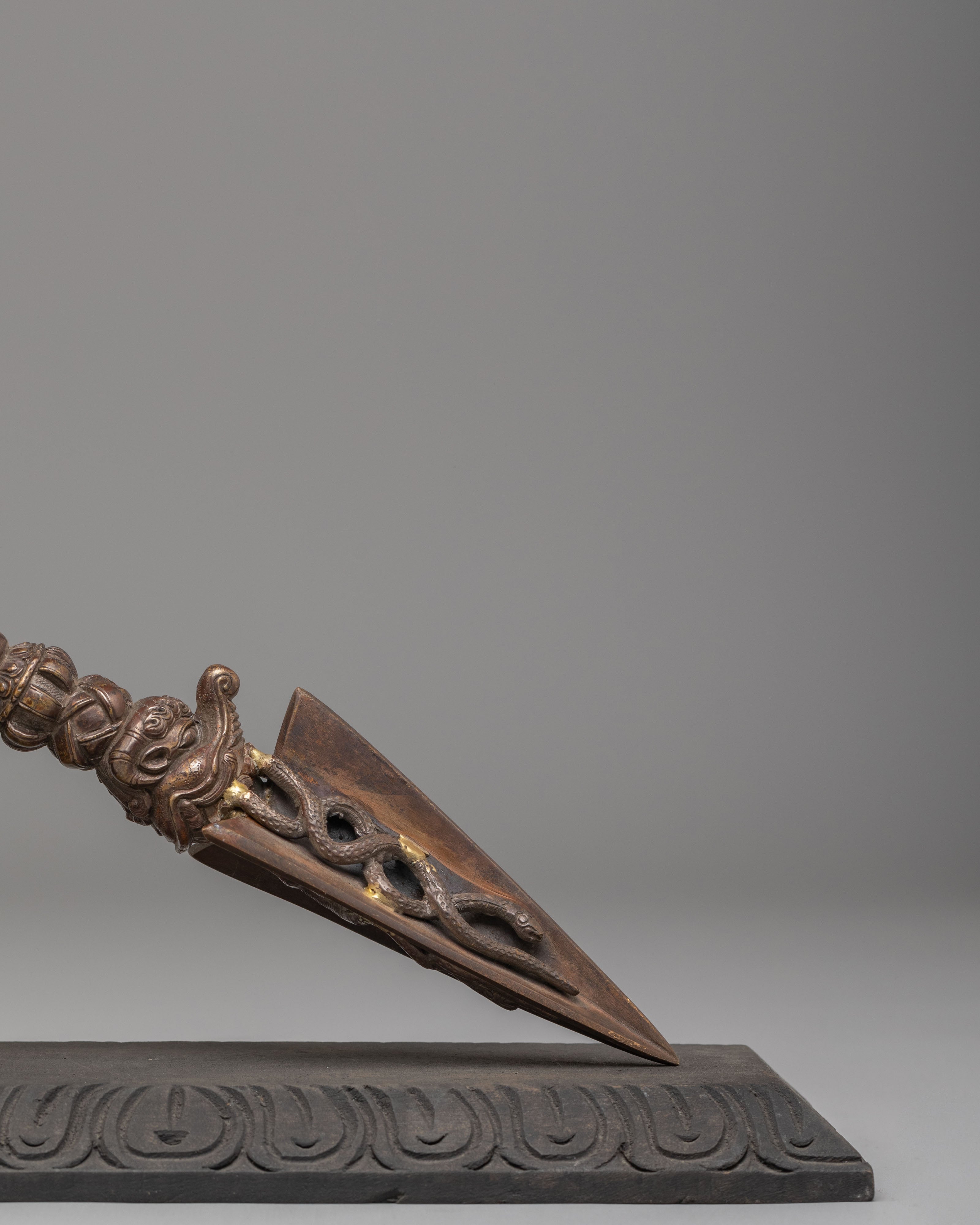 Ritual Phurba Dagger With Stand | Sacred Vajrayana Ceremonial Blade