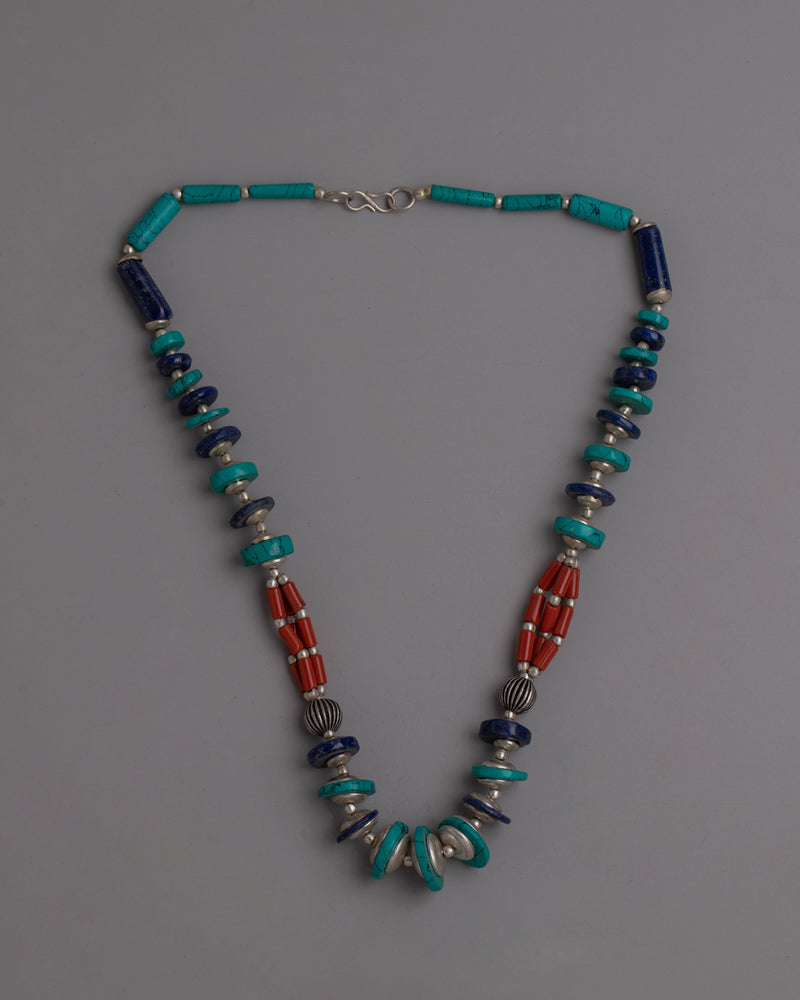 Tibetan Buddhist Necklace | Vibrant Artistic Jewelry of Spiritual Cultural Adornments