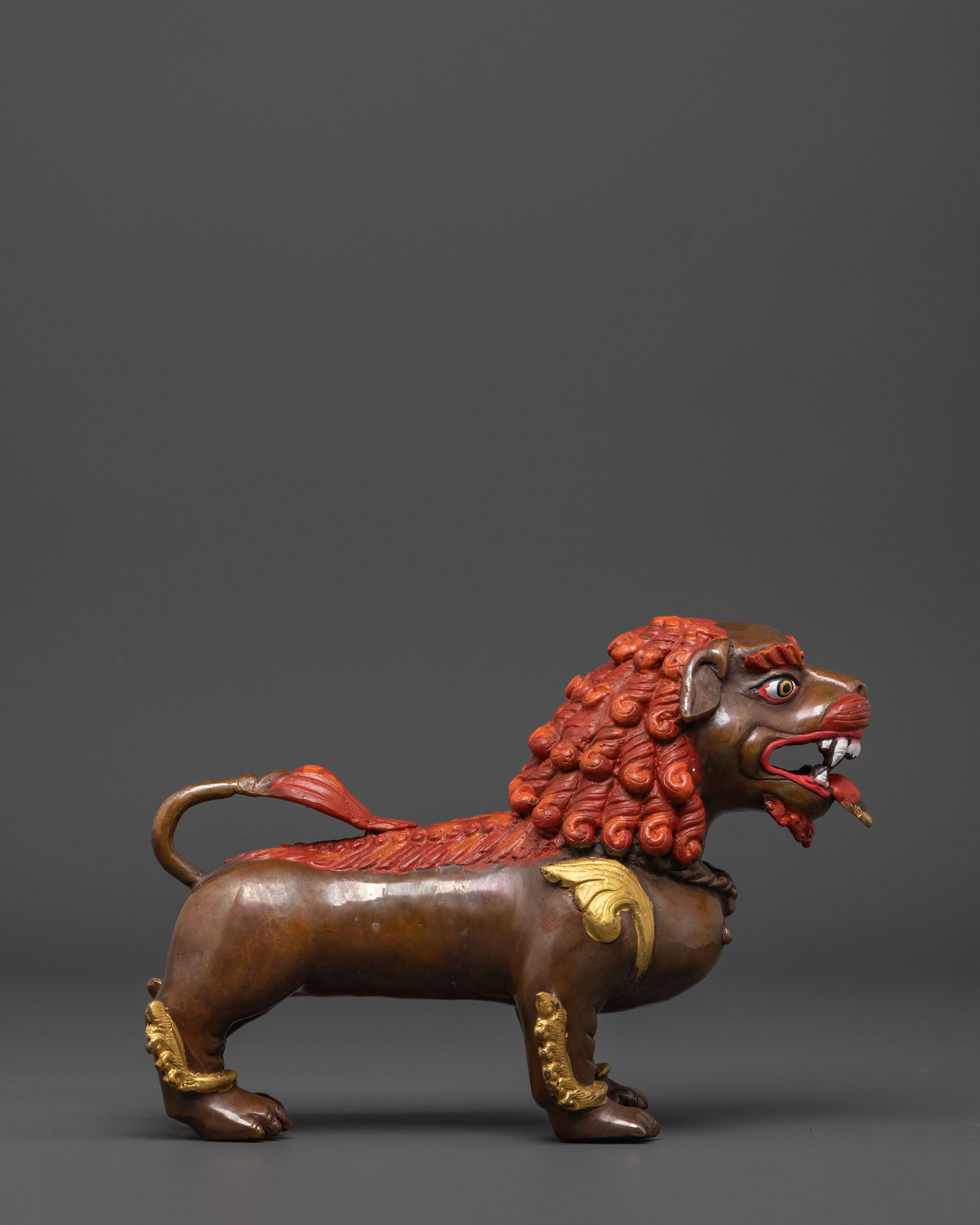 Sacred Buddhist Protector Lion Pair | Tibetan Snow Lion Guardian Statues