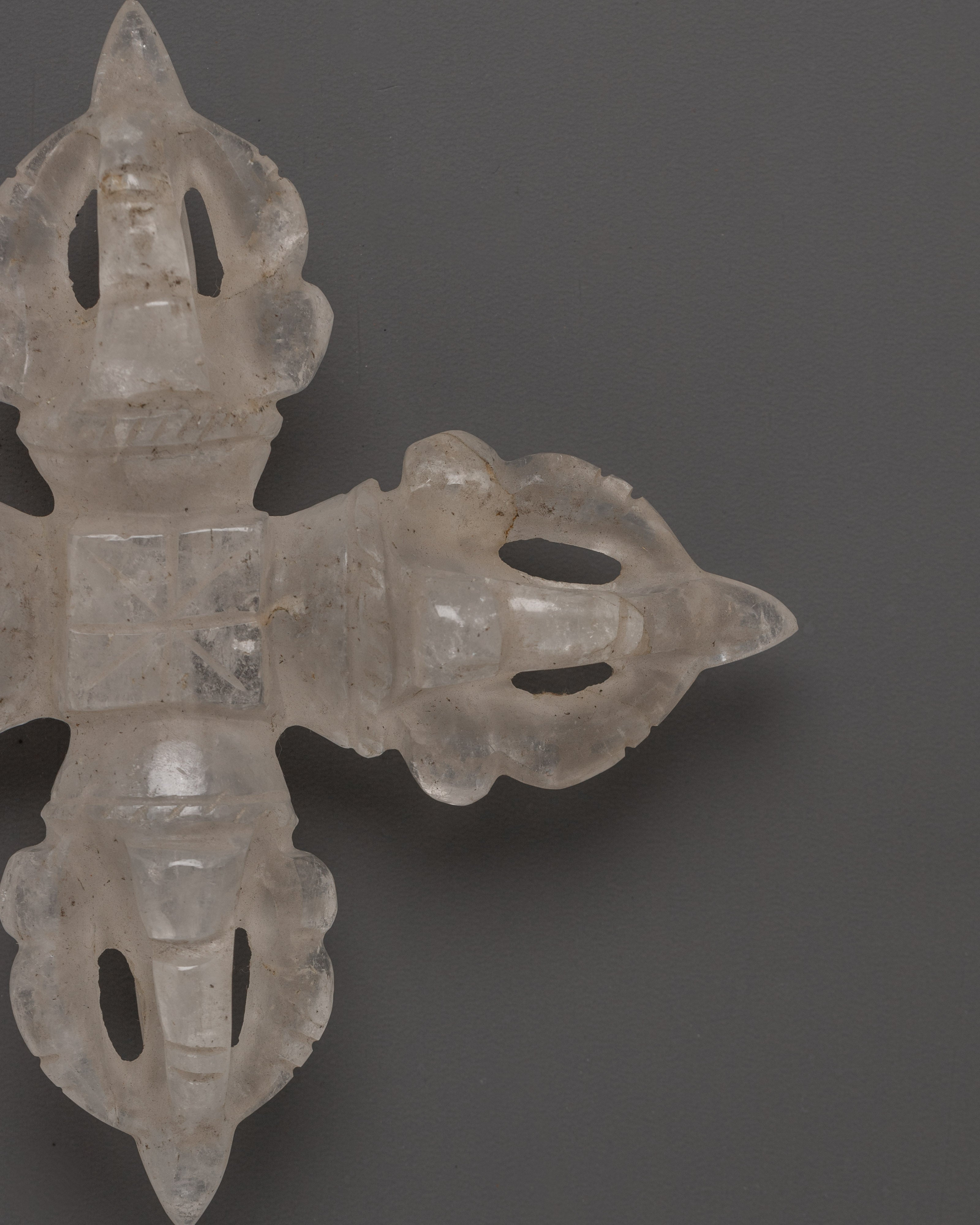 Tibetan Crystal Bishwo Vajra | Hand-Carved Spiritual Vajra for Meditation