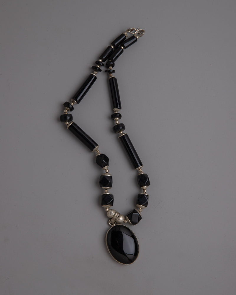 Long Black Beaded Necklace | Enhance Fashion & Style with Classic Black Beads jewelry