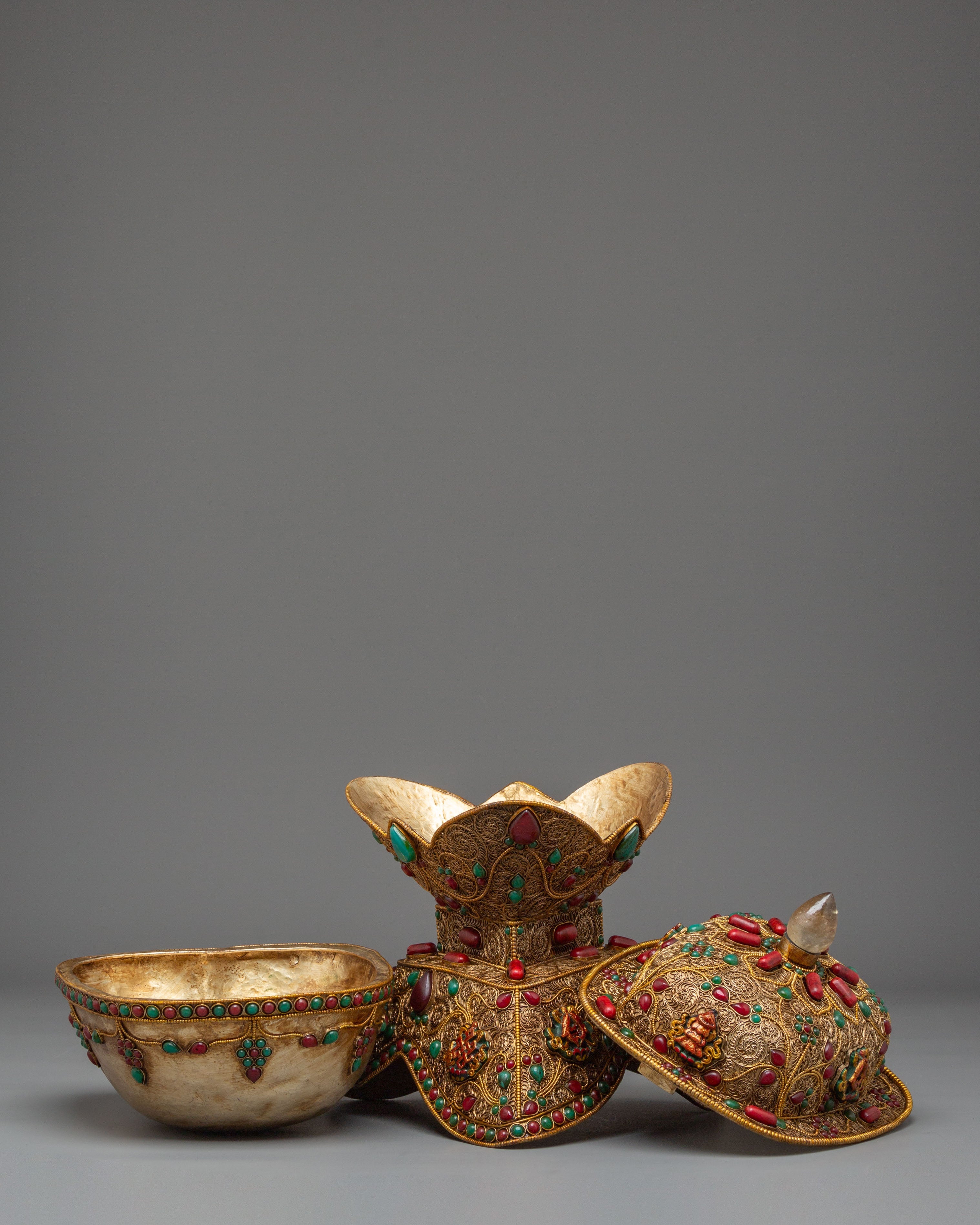 Sacred Kapala Ritual Offering Cup | Traditional Tibetan Altarware