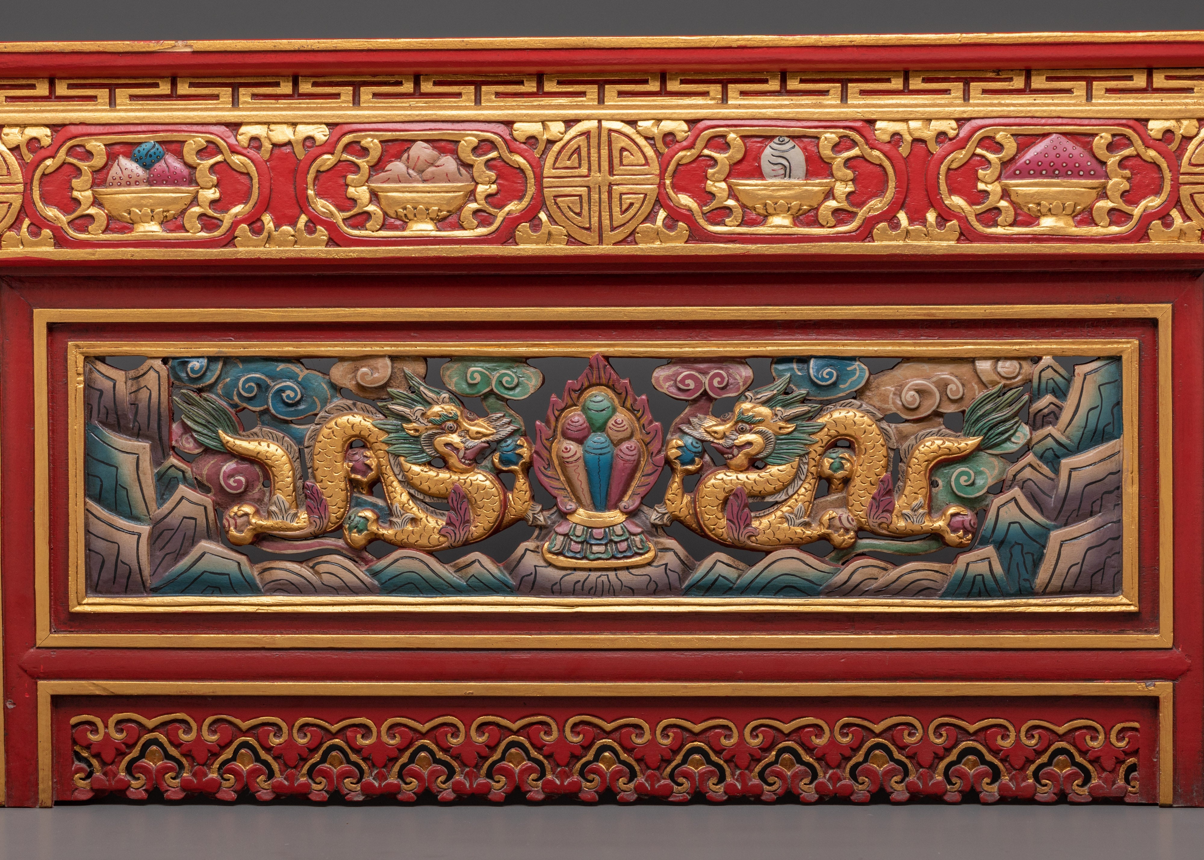 Tibetan Folding Table for Home Decor | Wooden Table with Acrylic Paintings