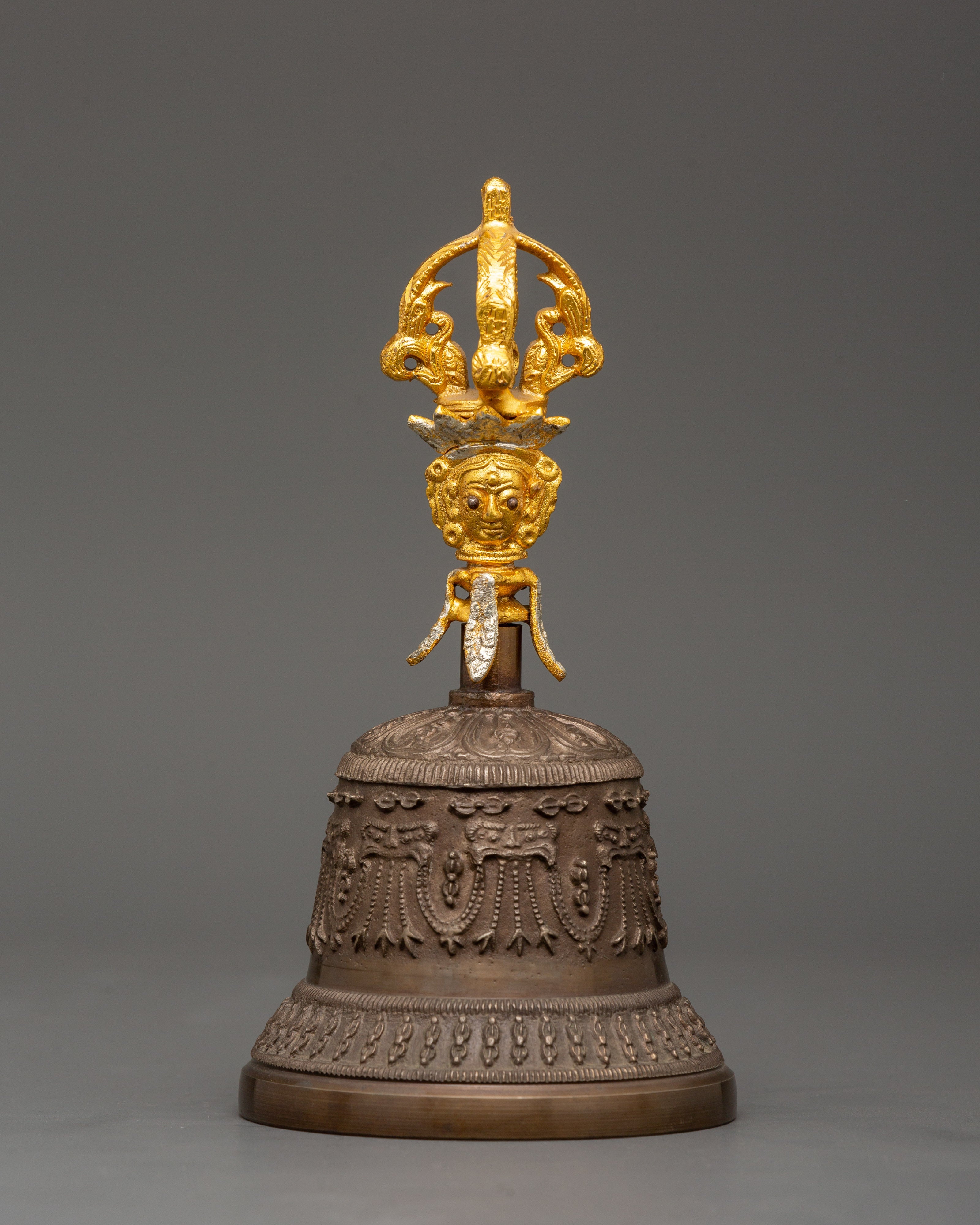 Handcrafted Meditation Bell and Vajra Set | Brass and Bronze Ritual Tools