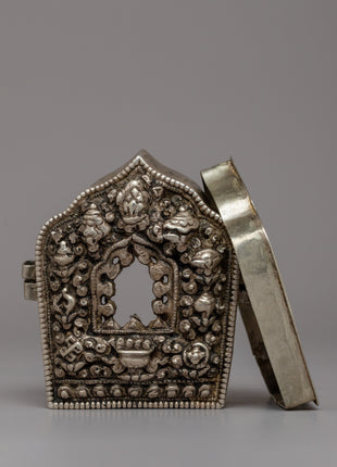 Buddhist Tibetan Prayer Box | Authentic Ghau for Rituals, Meditation, and Protection