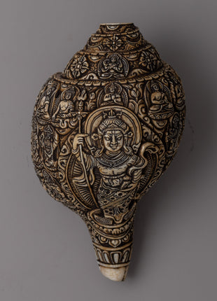 Handcrafted Traditional Tibetan Conch Shell | Sacred Buddhist Sankha