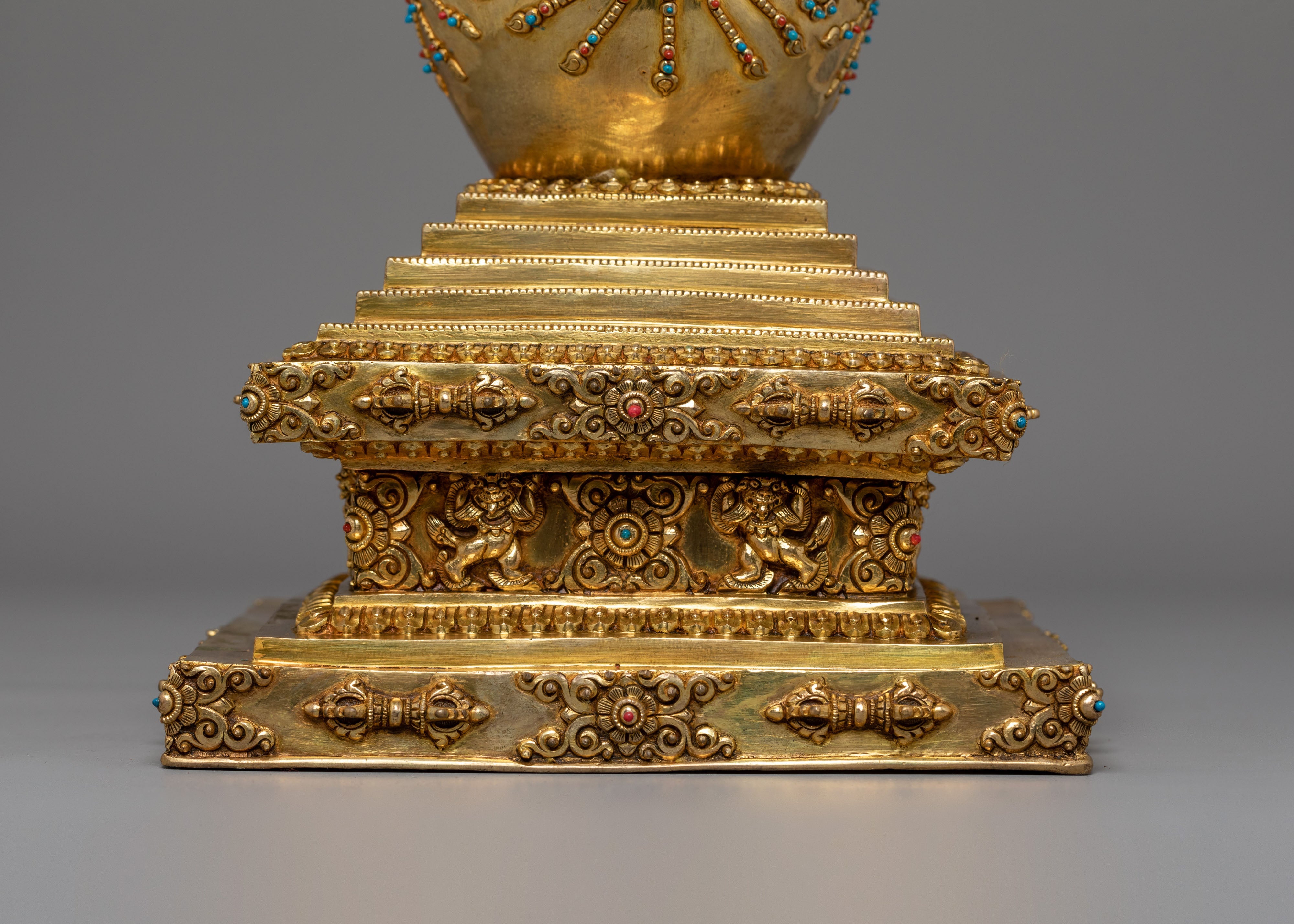 Sacred Tibetan Buddhist Stupa | Gilt Copper Meditation Shrine