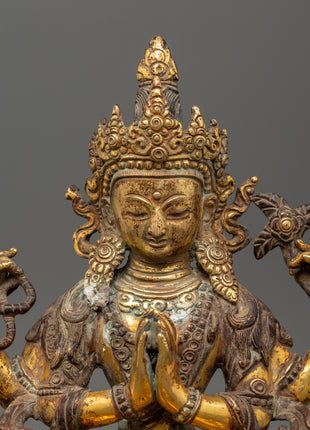 Chenrezig Oxidized Copper Statue | The Buddha of Infinite Compassion