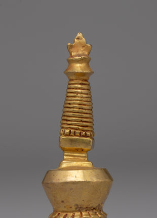 Compact Gold-Plated Buddhist Stupa | Meditation and Enlightenment