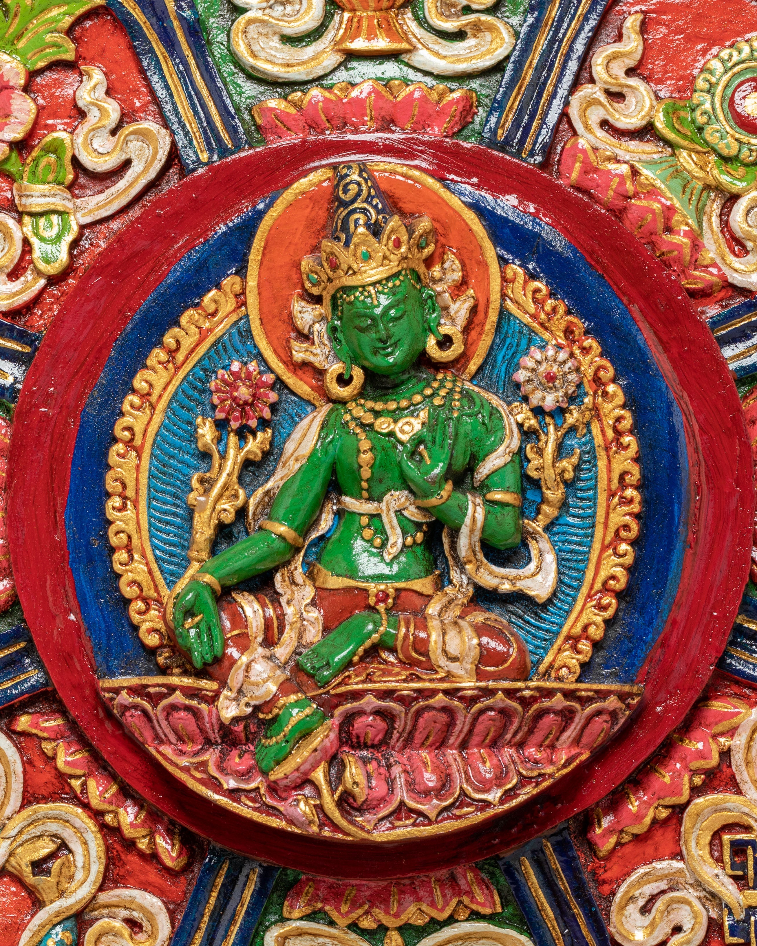 Green Tara Buddhist Wall Hanging | Handcrafted Tibetan Art for Spiritual Home Decor