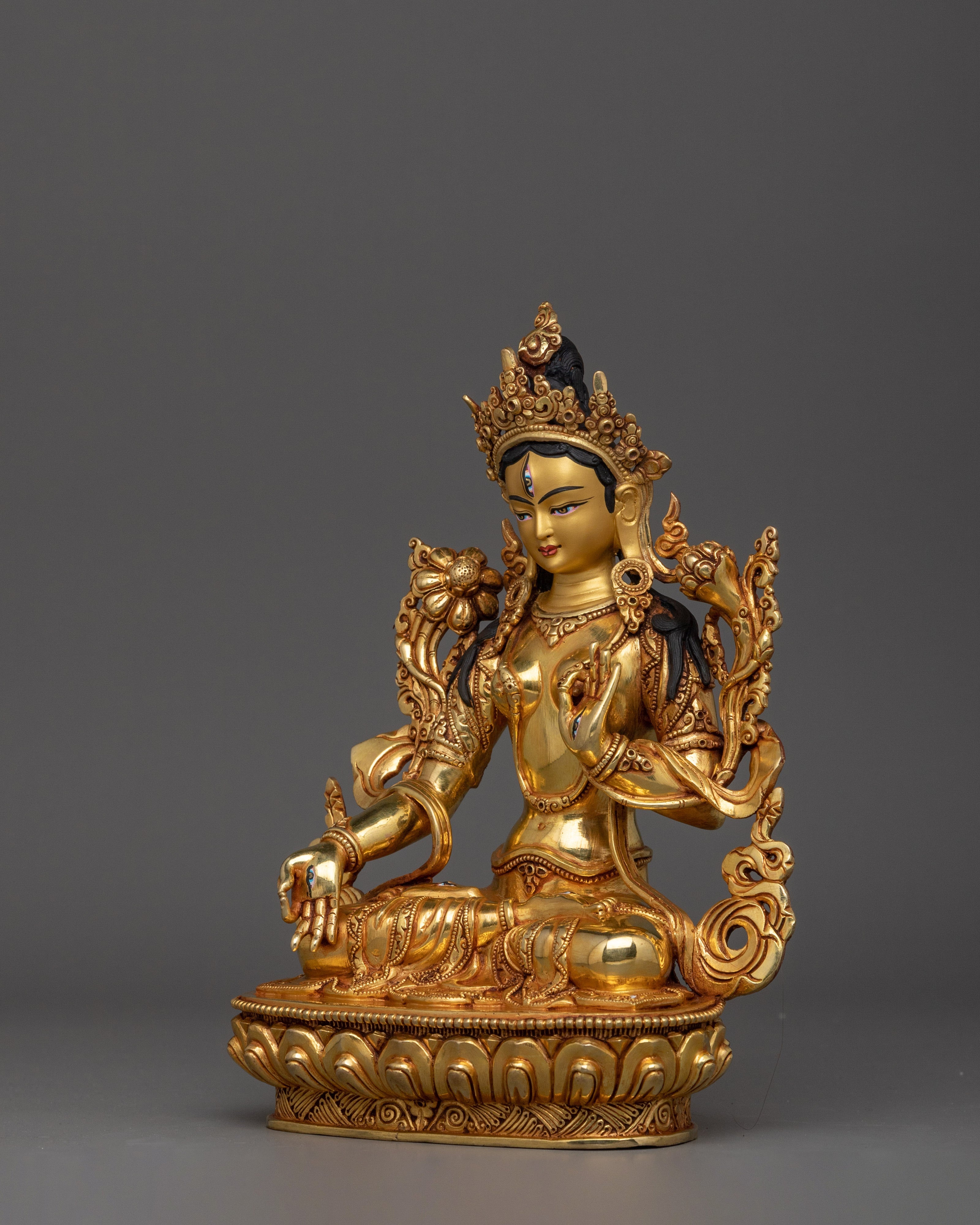 Golden Statue of White Tara | Sita Tara - Compassionate and Healing Deity