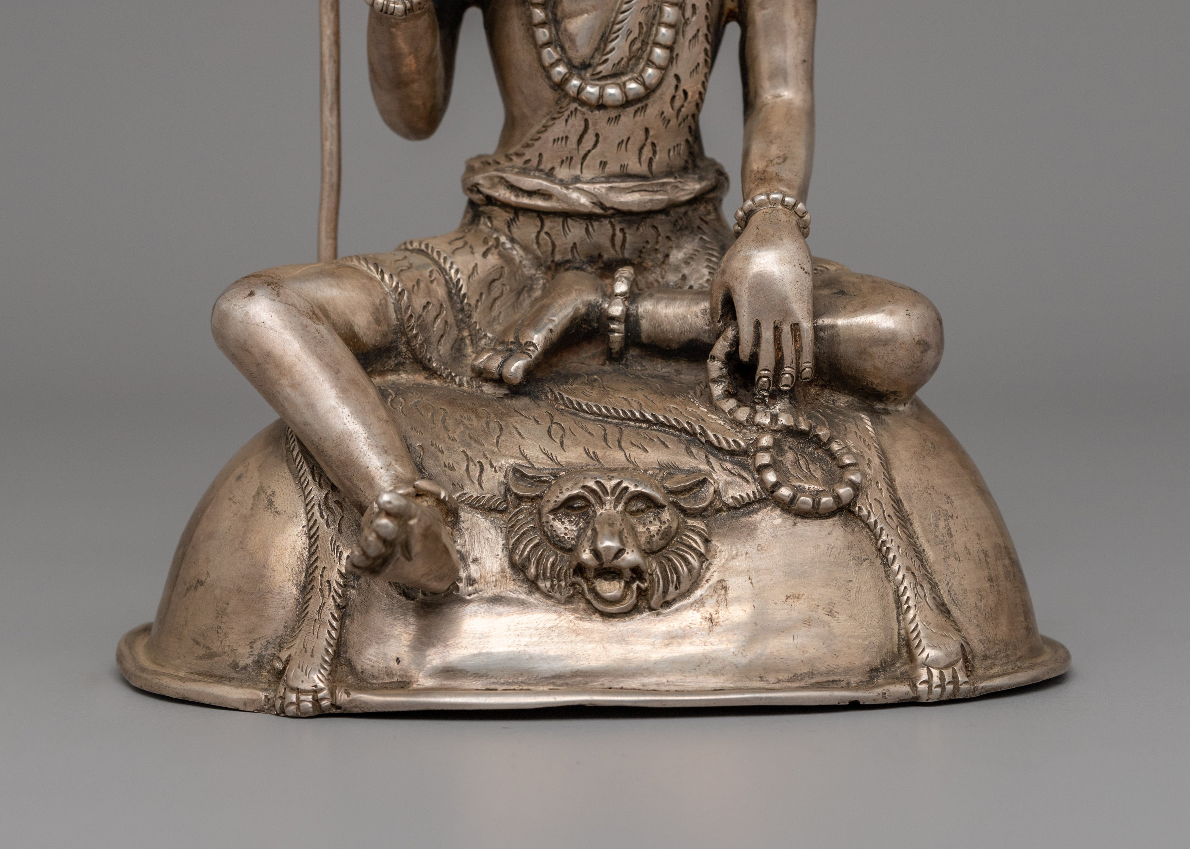 Shiva Silver Plated Copper Statue | Adi Yogi Shiva Ji Statue for Zen Decor