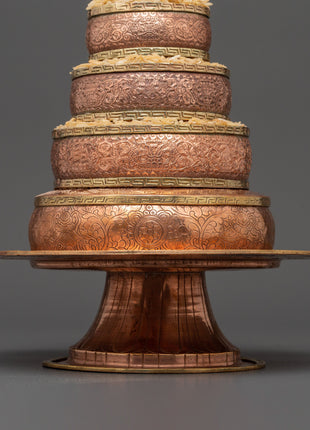 Copper Mandala Offering Set with Brass | Buffed Finish with Brass Accents