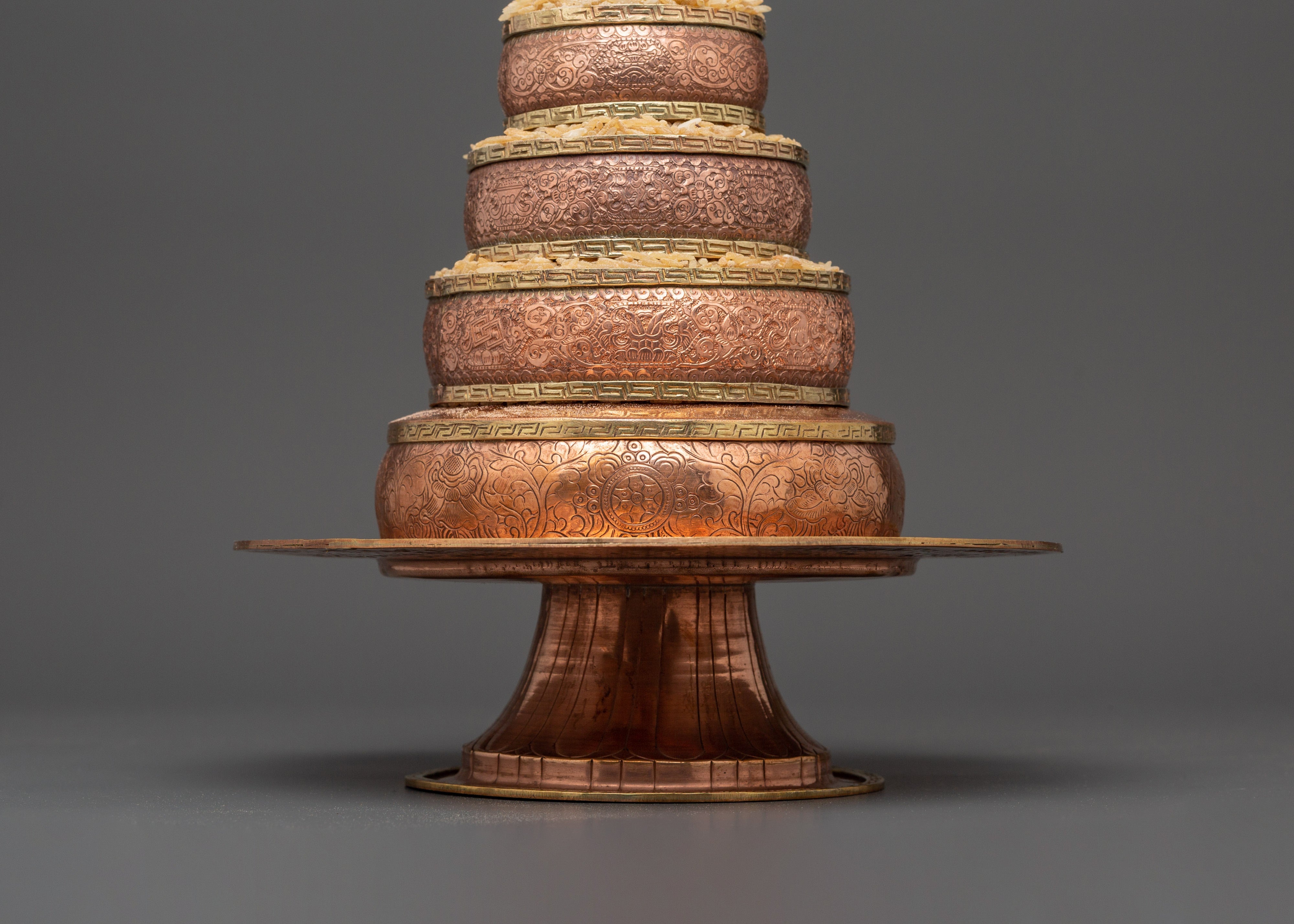 Copper Mandala Offering Set with Brass | Buffed Finish with Brass Accents