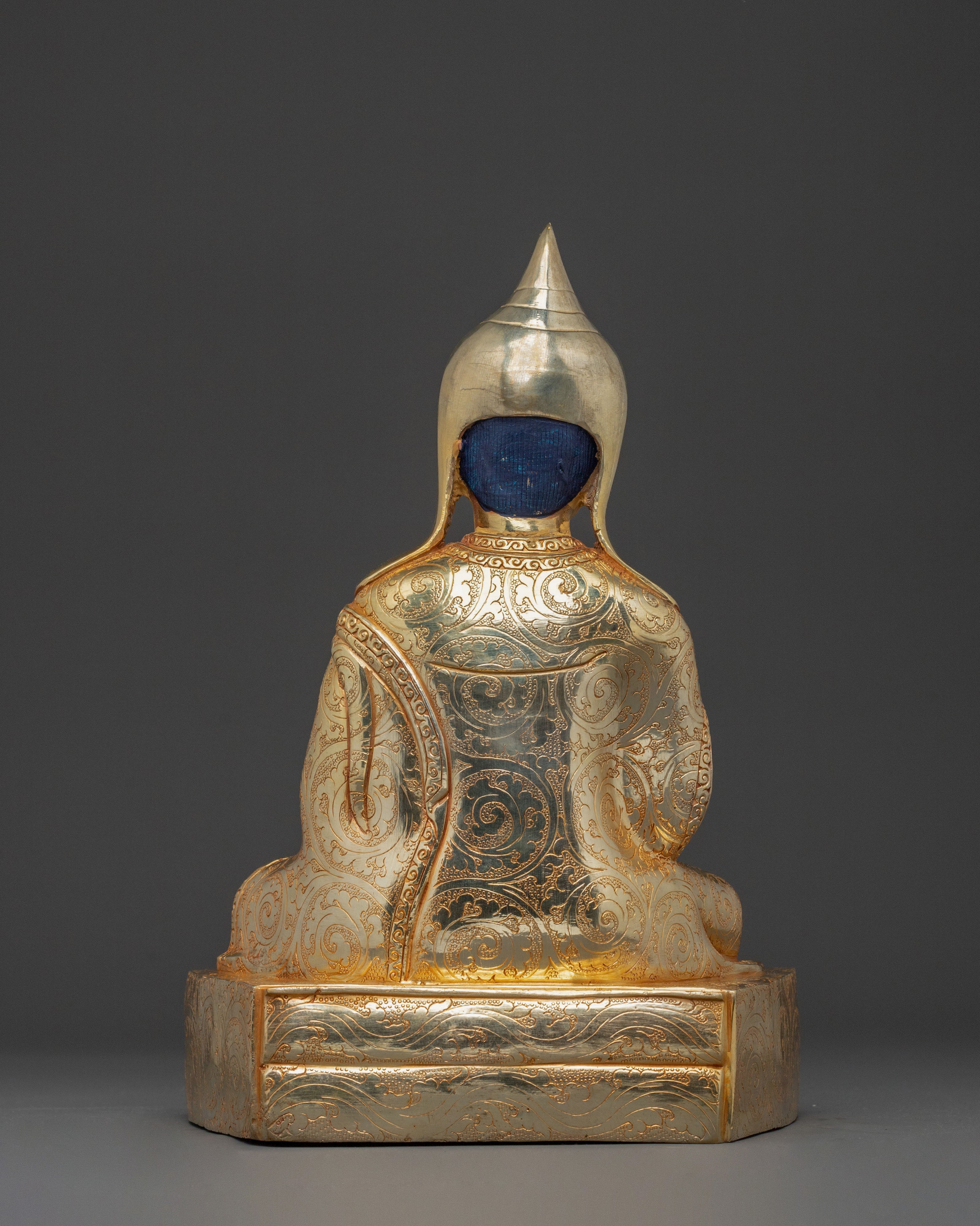 Buddhist Scholar Santaraksita Statue | Gold Plated Buddhist Scholar Altar Decor