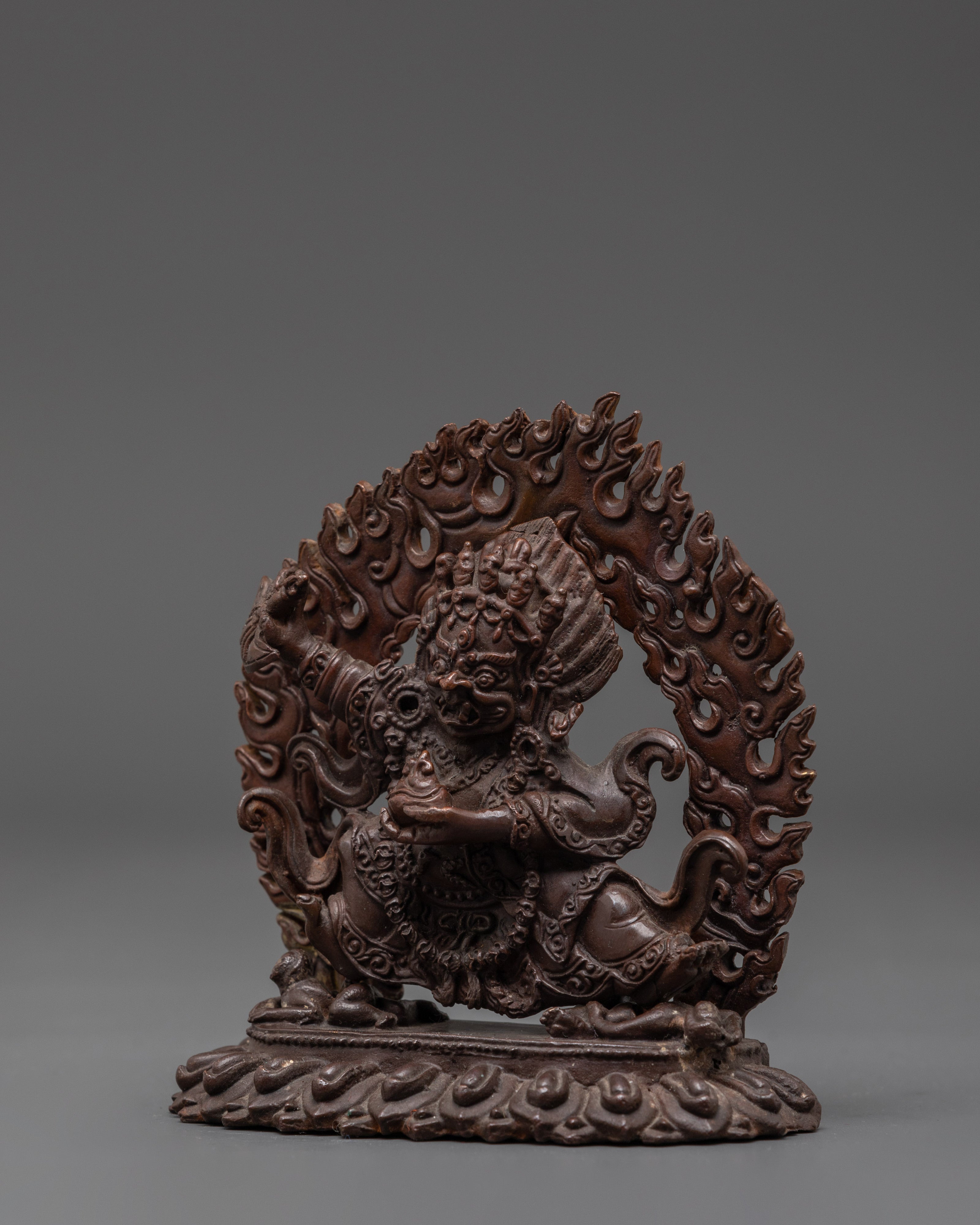 Tibetan Mahakala Bernakchen Protector Deity Statue | Guardian Deity Sculpture