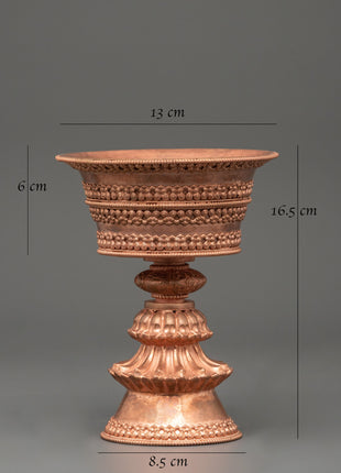 Copper Butter Lamp for Dharma | Sacred Buddhist Offering