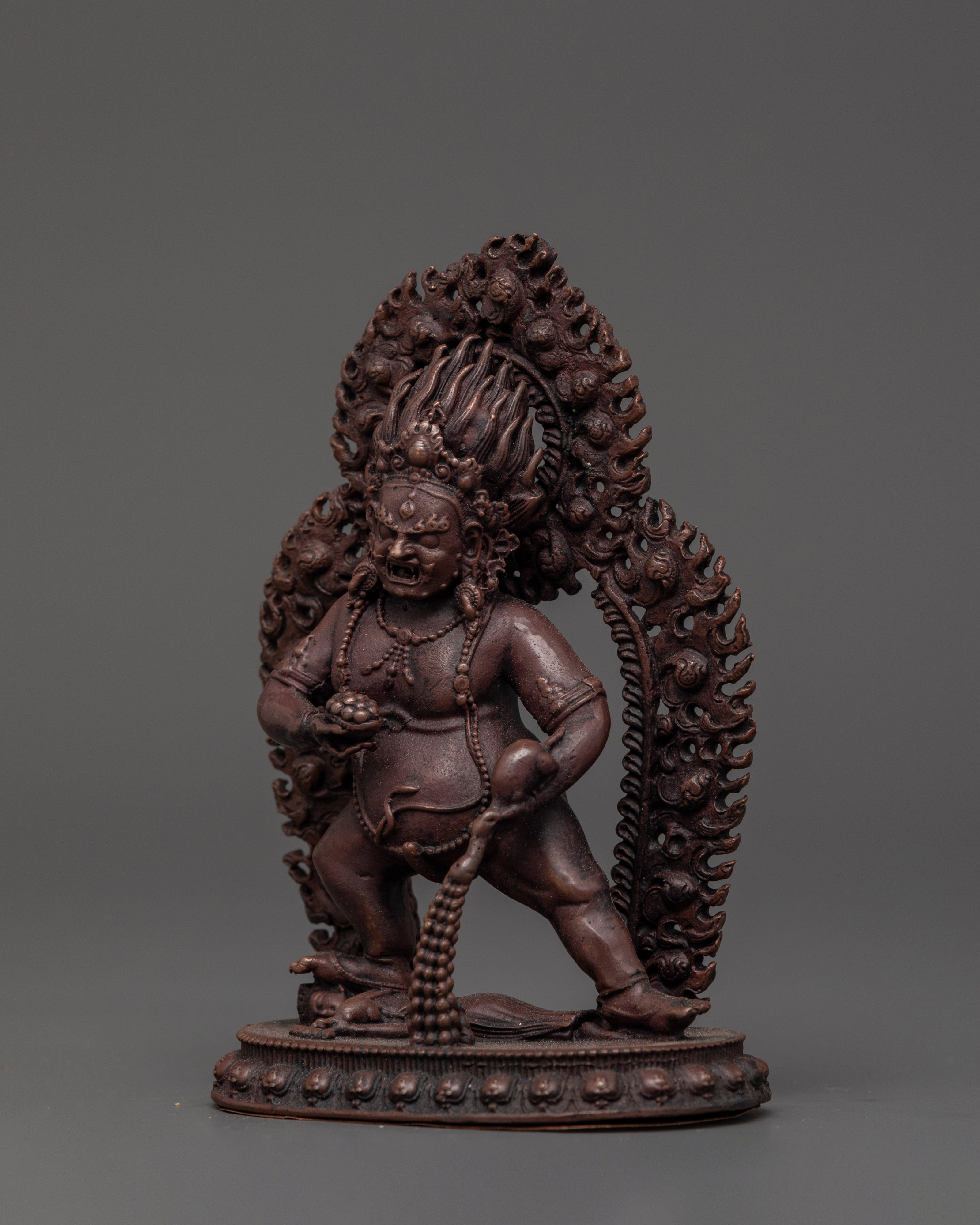 Oxidized Copper Black Dzambhala Statue | Buddhist Wealth Deity for Prosperity & Protection