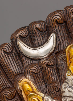 Gold Silver-Plated Mahakala Mask | Buddhist Protection Mask