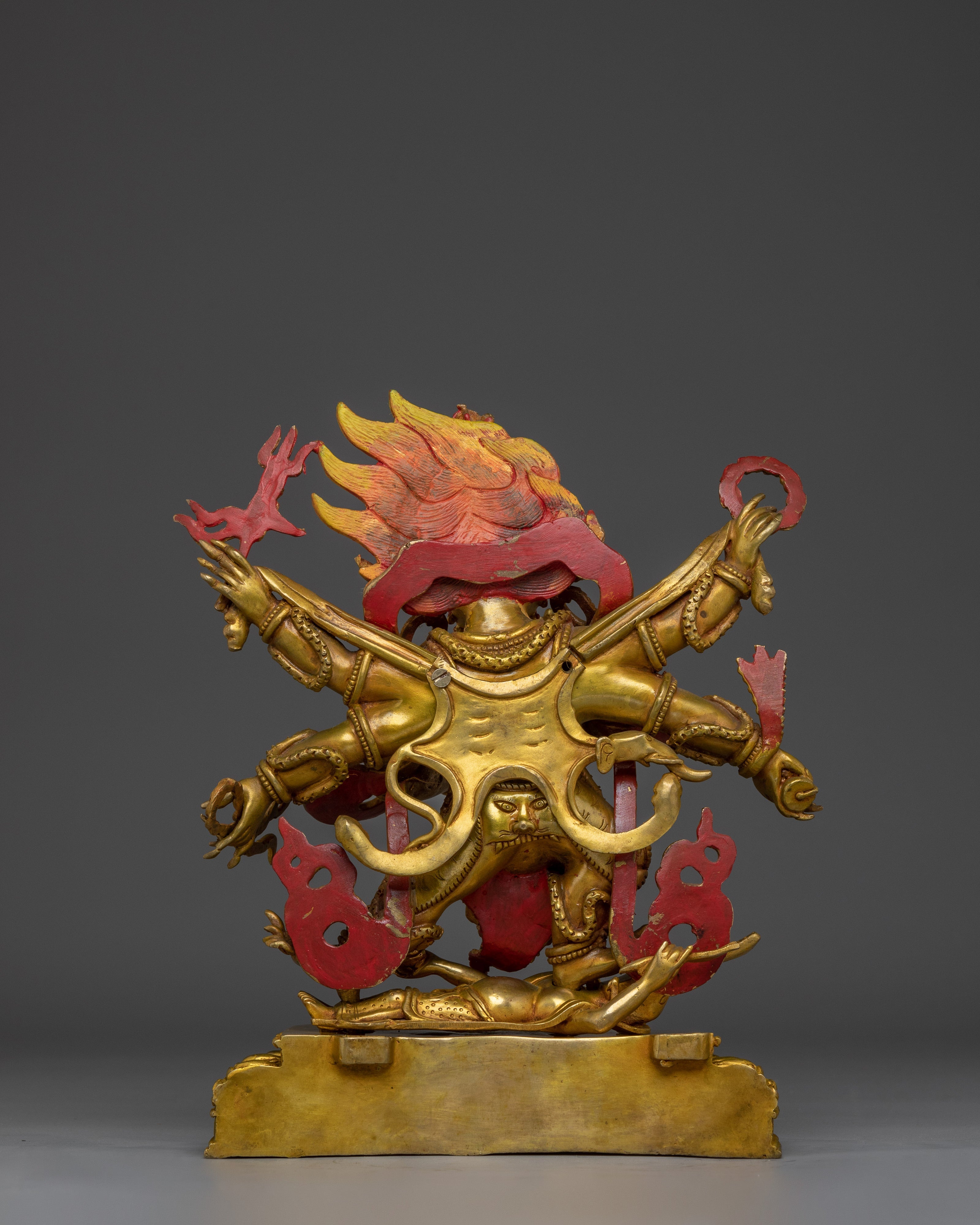 Six-Armed Mahakala Statue in 24K Gold Gilding | Transformation, and Spiritual Enlightenment