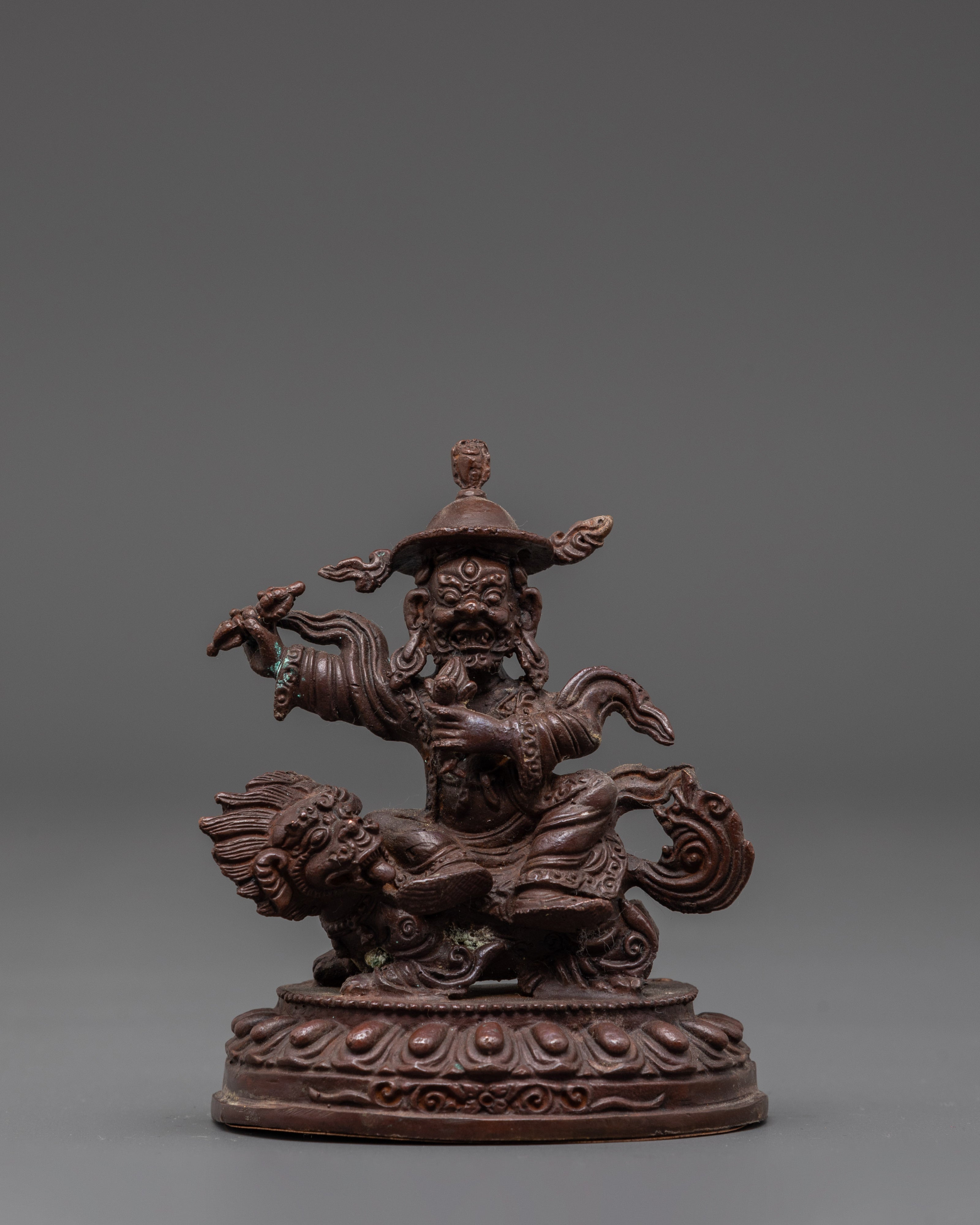 Protector Deity Dorje Legpa Statue | Tibetan Oxidized Copper Ritual Sculpture