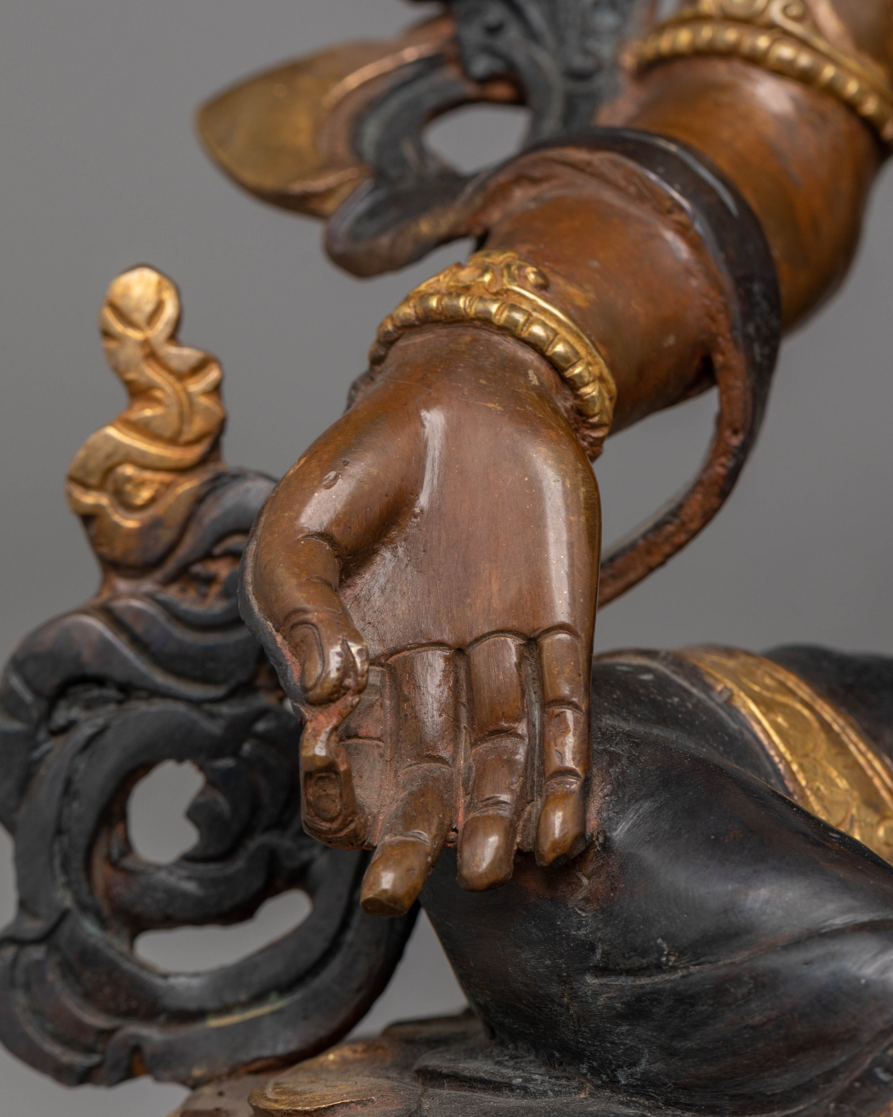 Green Tara Copper Handmade Statue | 24K Gold Plated Tibetan Goddess Art