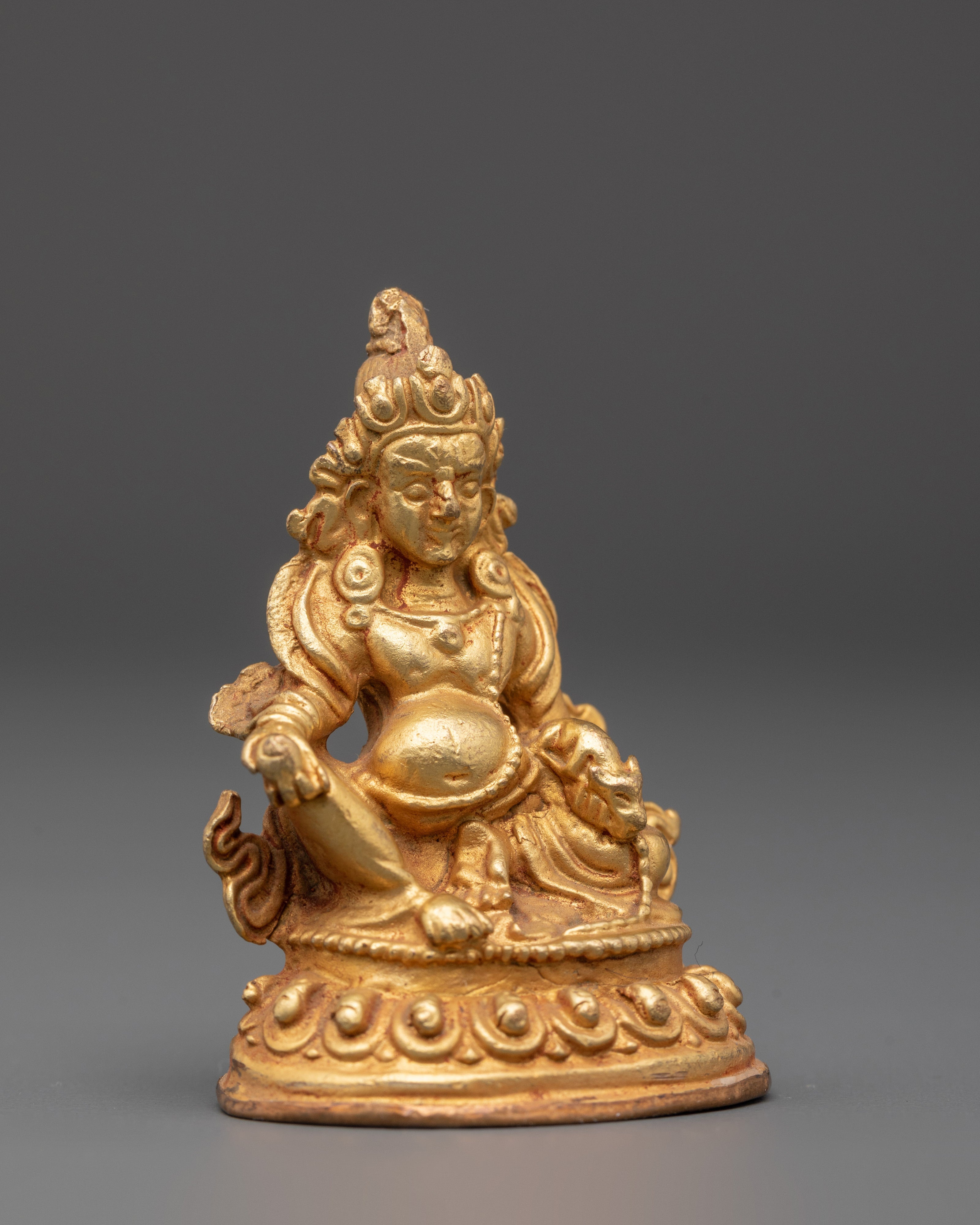 Gold Plated Dzambhala Statue | Tibetan Shrine Decor