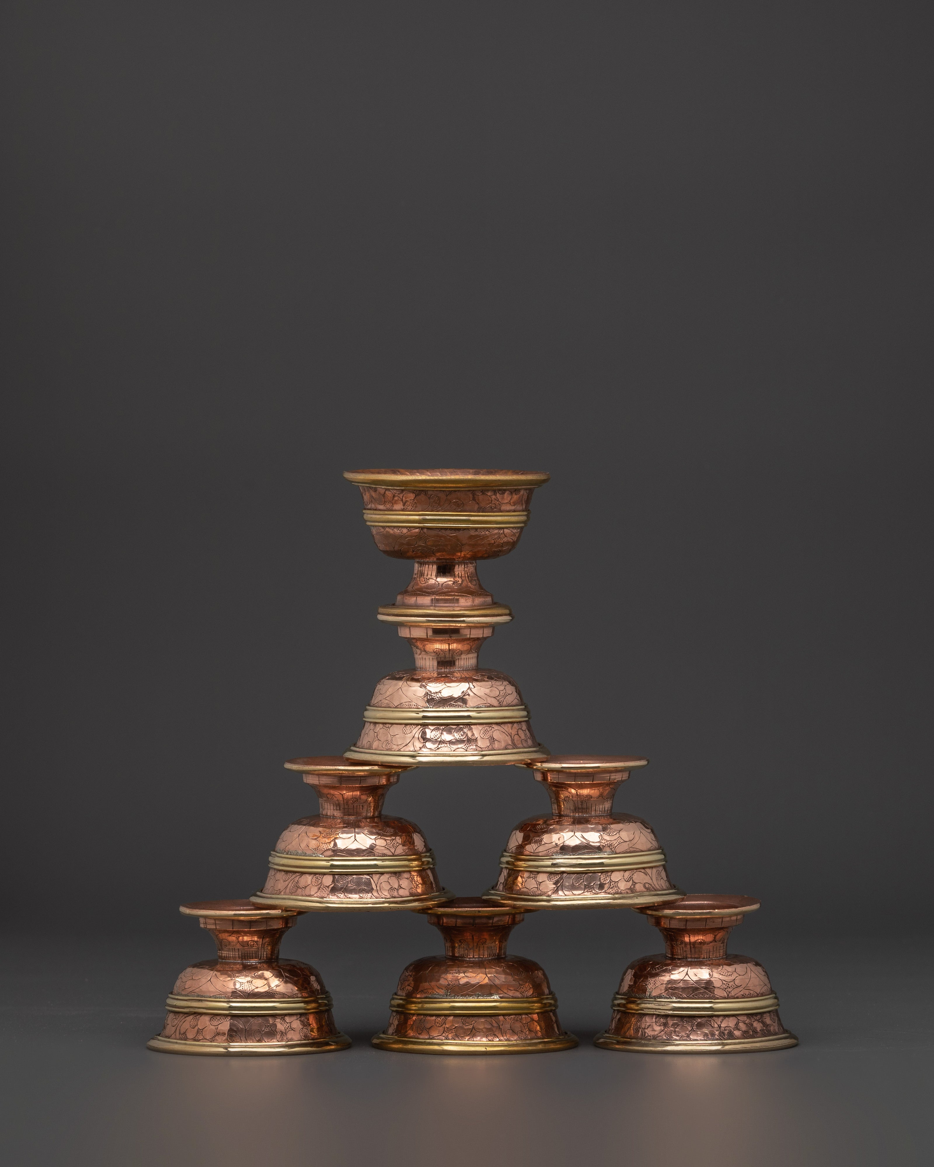 Handcrafted Brass Offering Bowl Set | For Buddhist Rituals and Altar Use