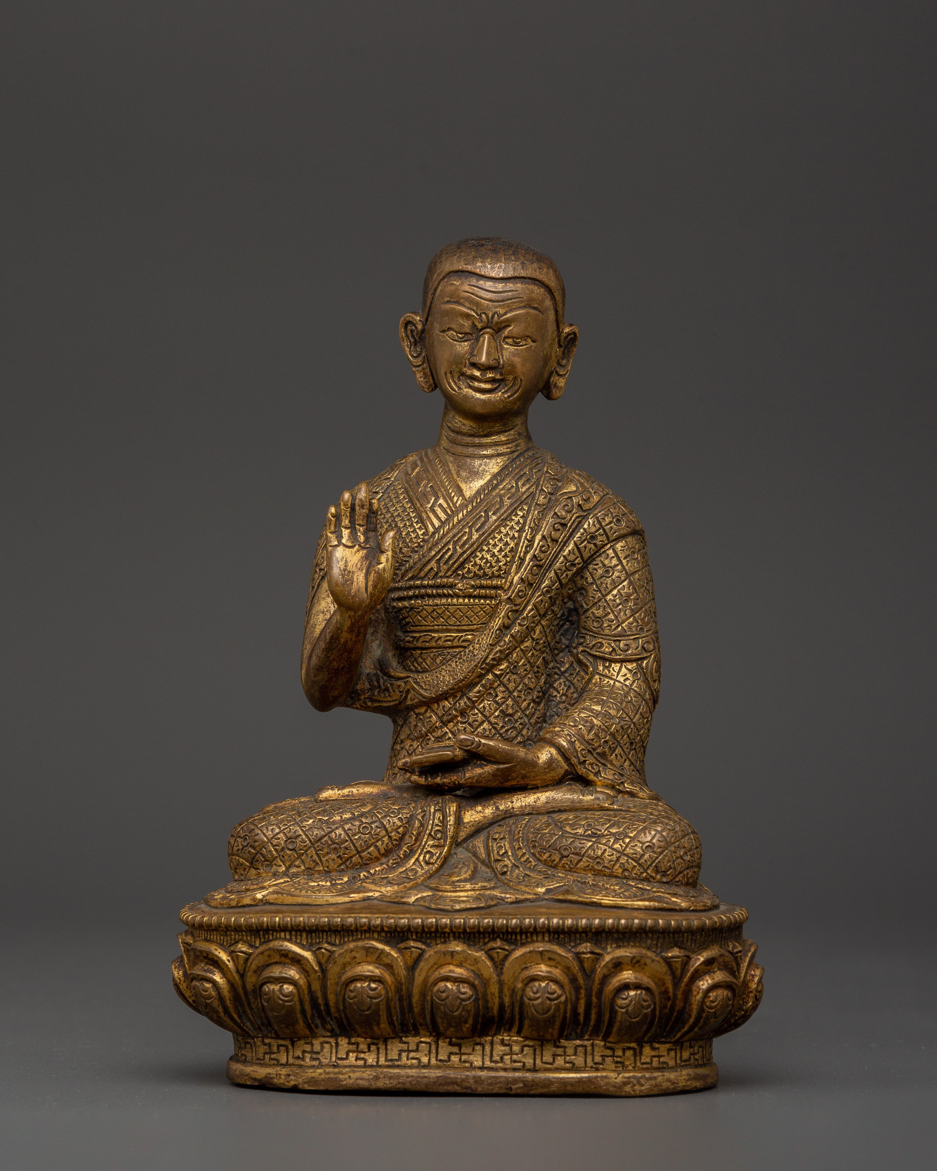 Handcrafted Brass body Tsongkhapa with Je Gyaltsab & Je Khedrup