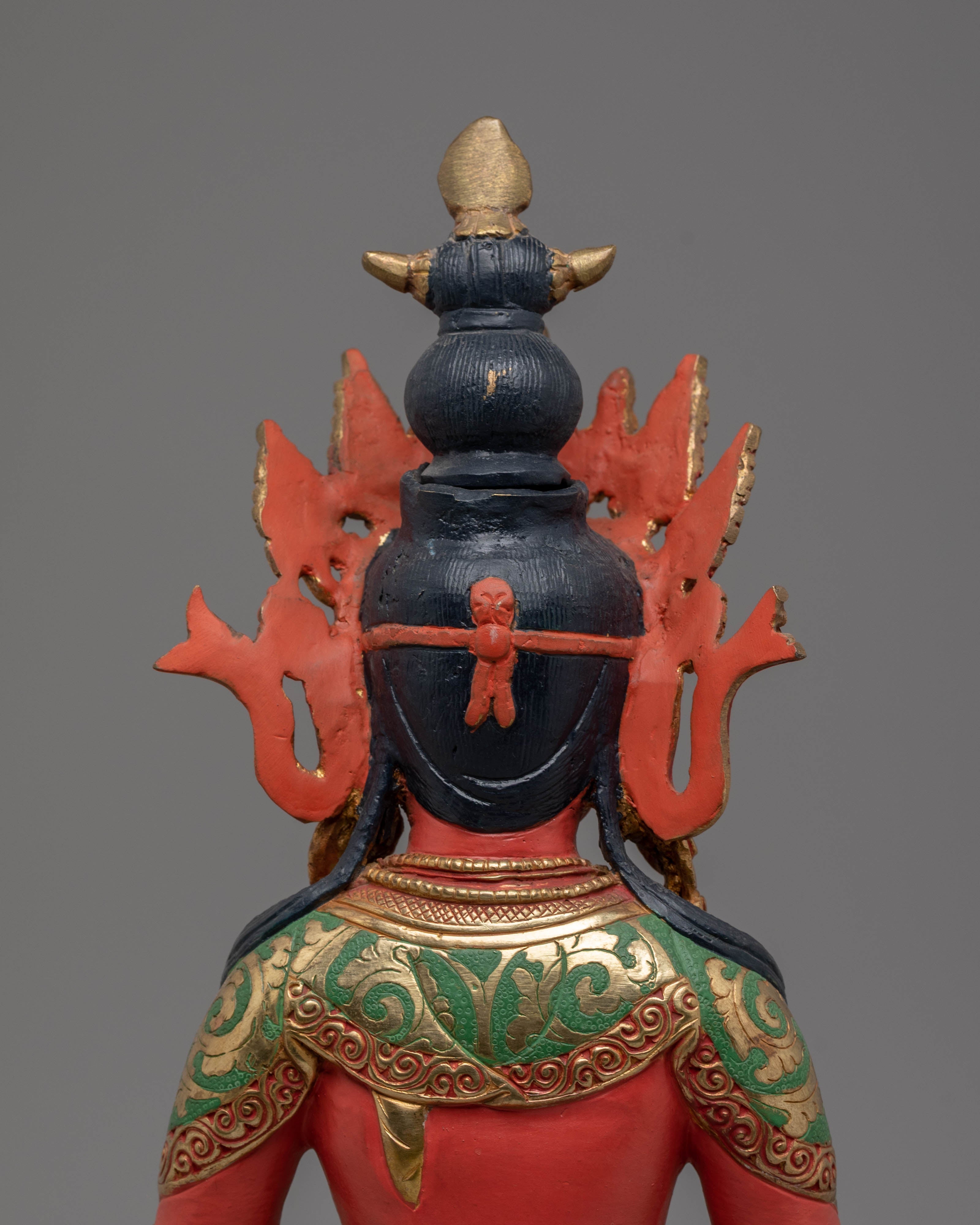 Handcrafted Amitayus Buddhist Copper Sculpture | Spiritual Artwork