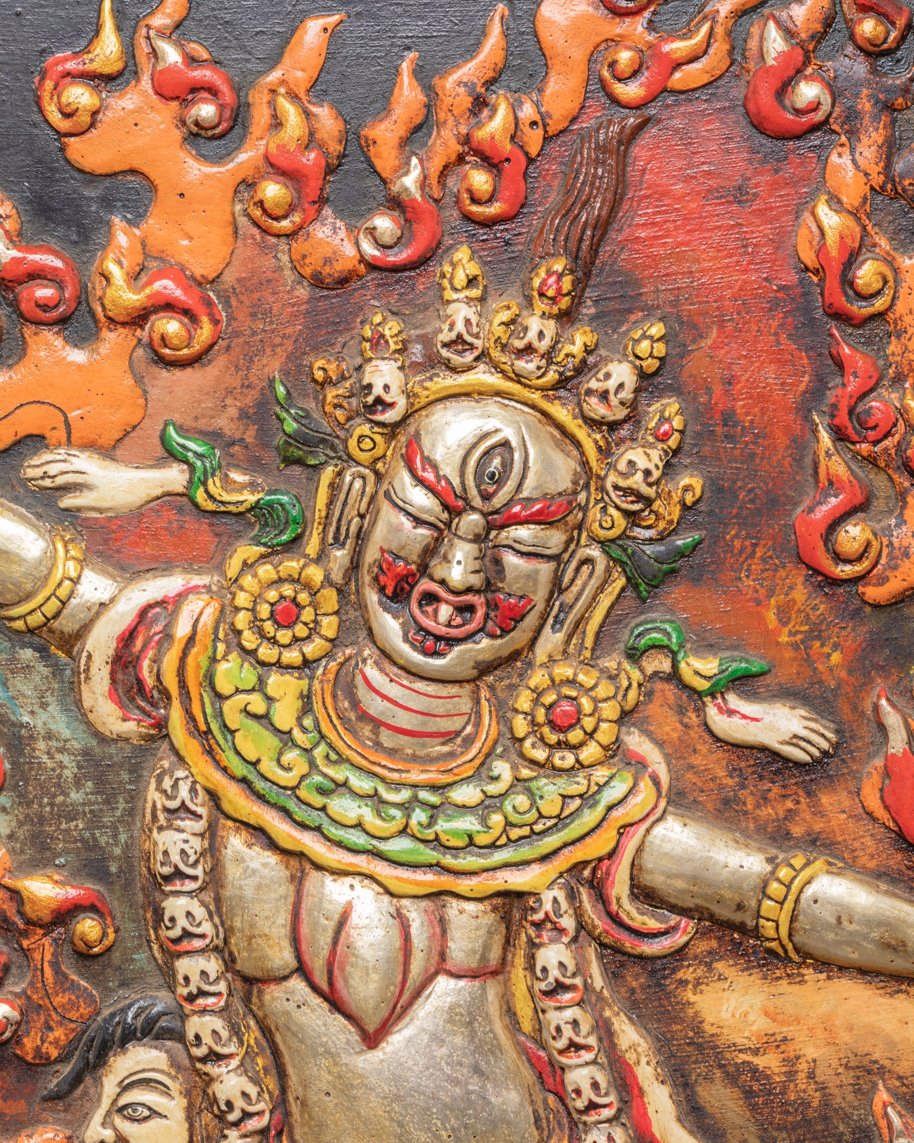 Ekajati Wooden Crafted Wall Hanging | Tibetan Buddhist Wall Art