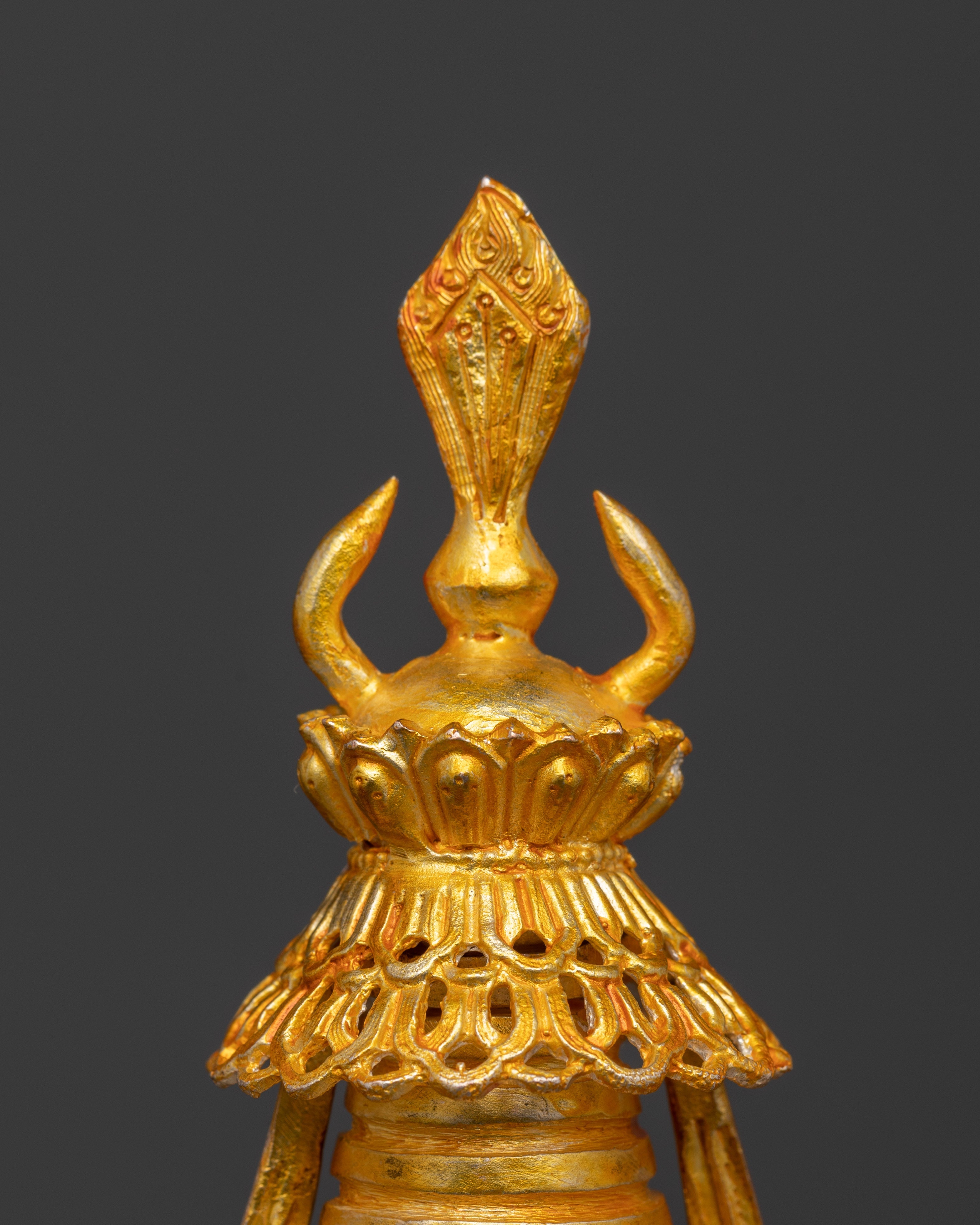 Vajrayana Stupa Art | Gold-Plated Copper Buddhist Altar