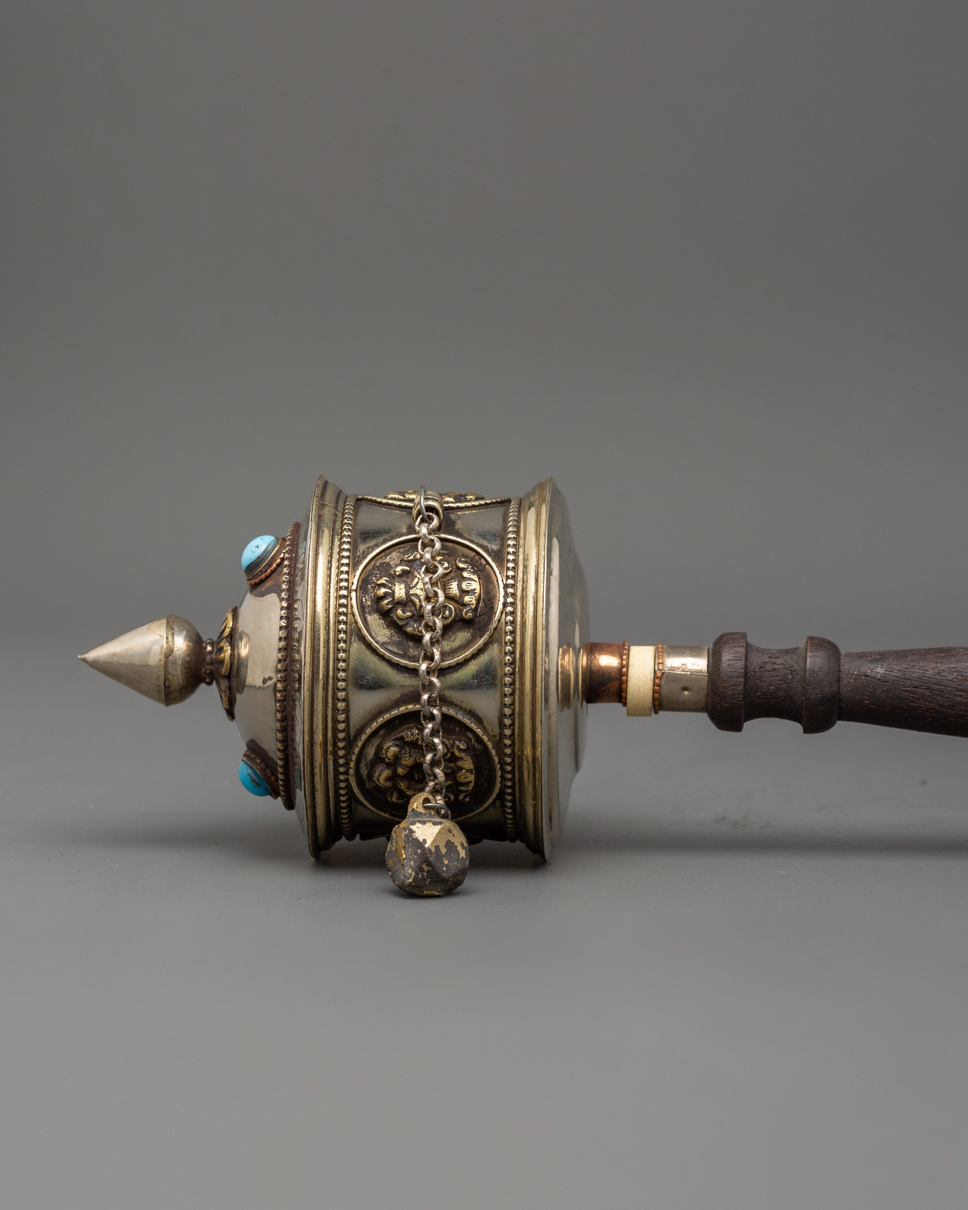Tibetan Prayer Wheel with Auspicious Symbols | Sacred Religious Tool