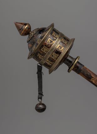 Handmade Copper & Wood Prayer Wheel for Meditation |  Ideal for Altar Spaces and Rituals
